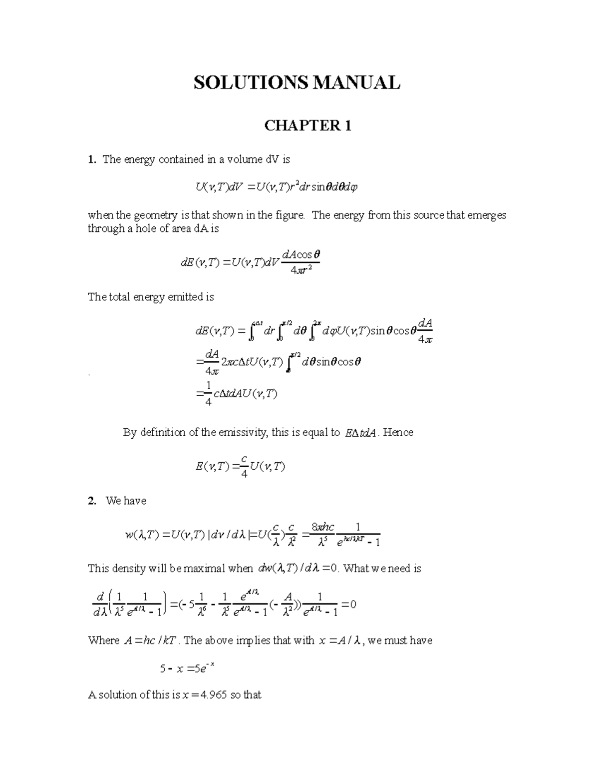 Ch01 Quantum Physics Stephen Gasiorowicz Manual Solutions Solutions Manual Chapter 1 The Ch01 Quantum Physics Stephen Gasiorowicz Manual Solutions Solutions Manual Chapter 1 The