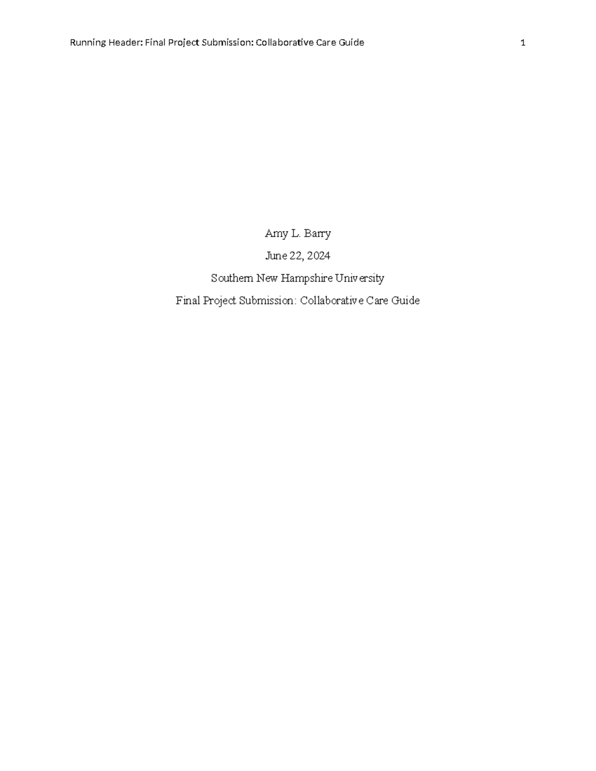 Final project 1 - homework - Amy L. Barry June 22, 2024 Southern New ...