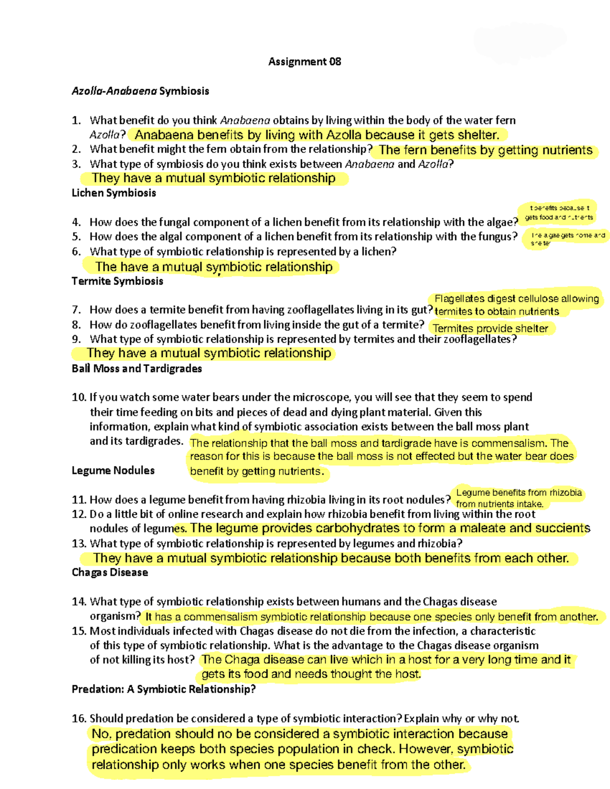 symbiosis assignment answers