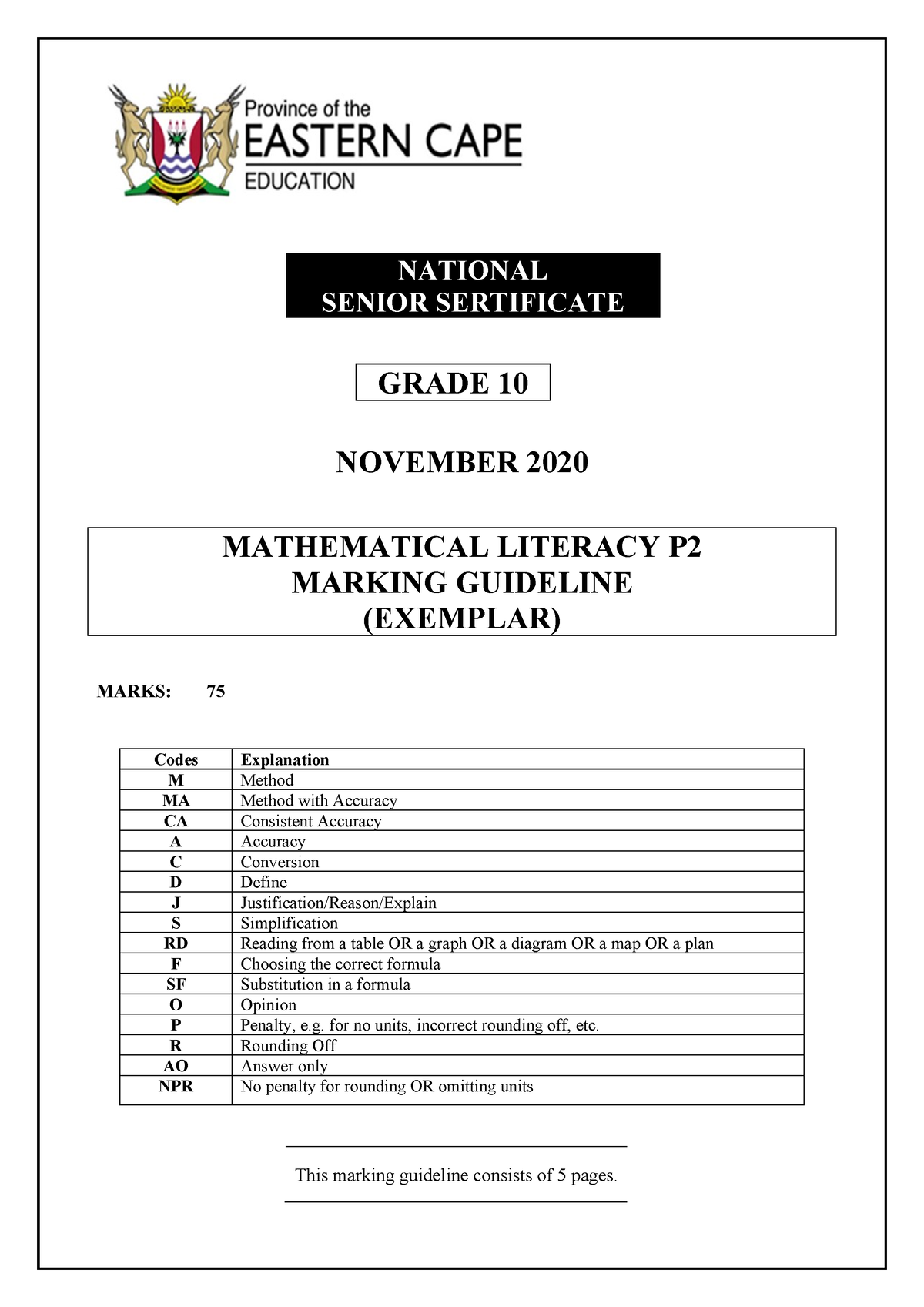 grade 10 maths lit assignment