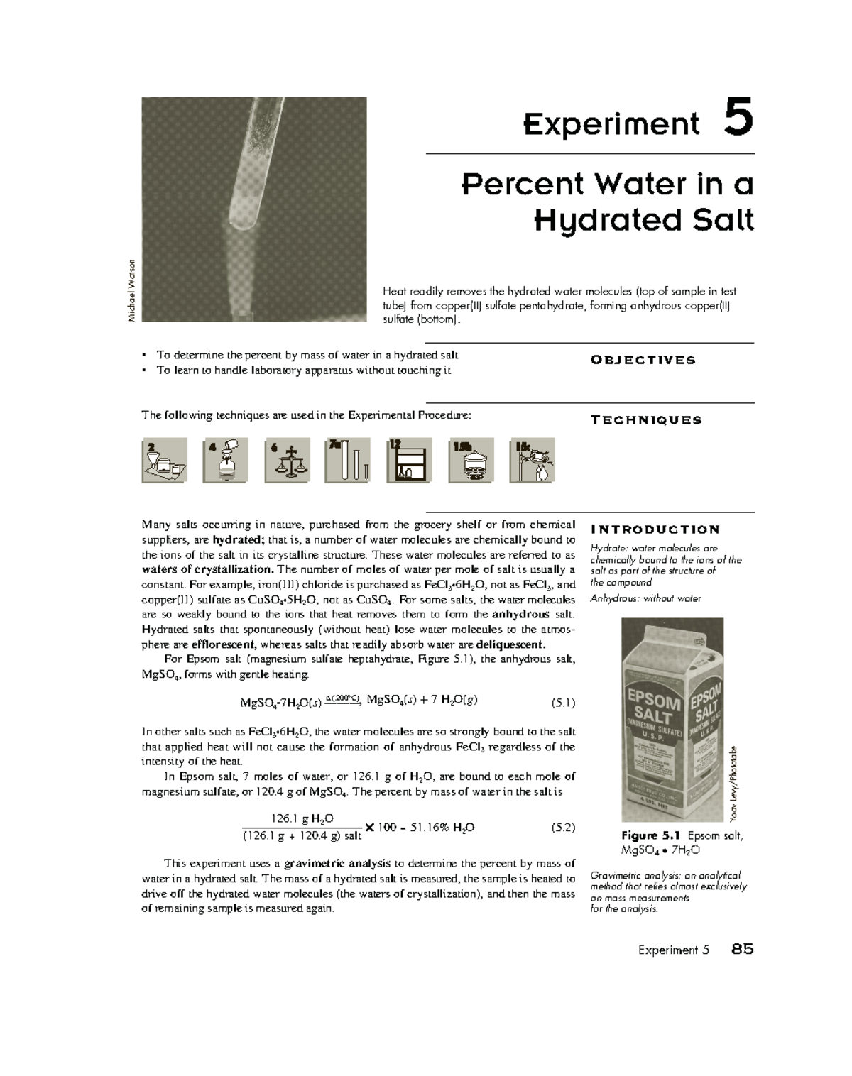 experiment 5 percent water in a hydrated salt pre lab