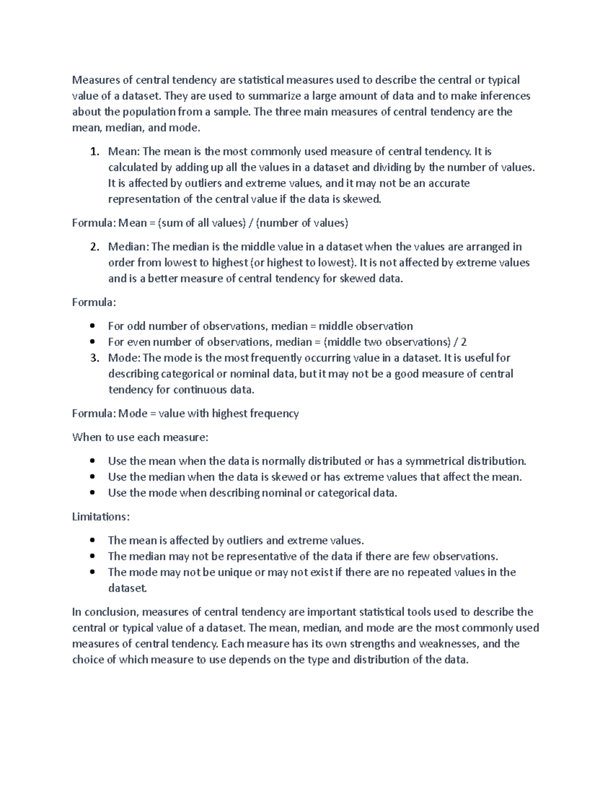 Num 1 2 3 - Central tendecies - Measures of central tendency are ...