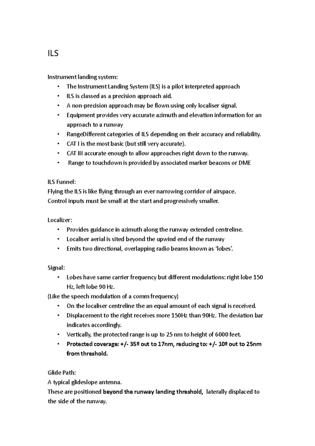 ILS - Notes For Subject - ILS Instrument Landing System: - The ...