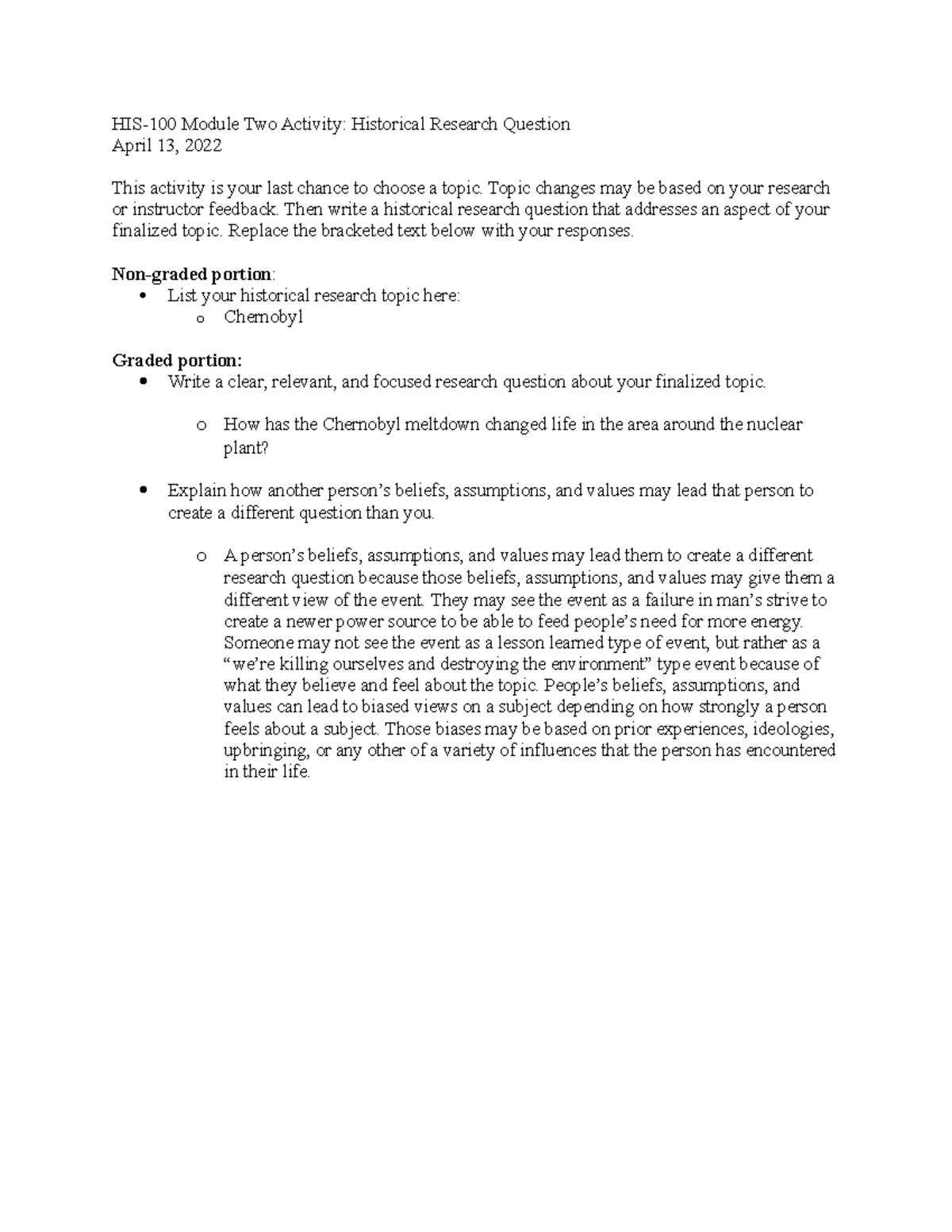 HIS-100 Module 2-1 Activity Research Question - HIS-100 Module Two ...