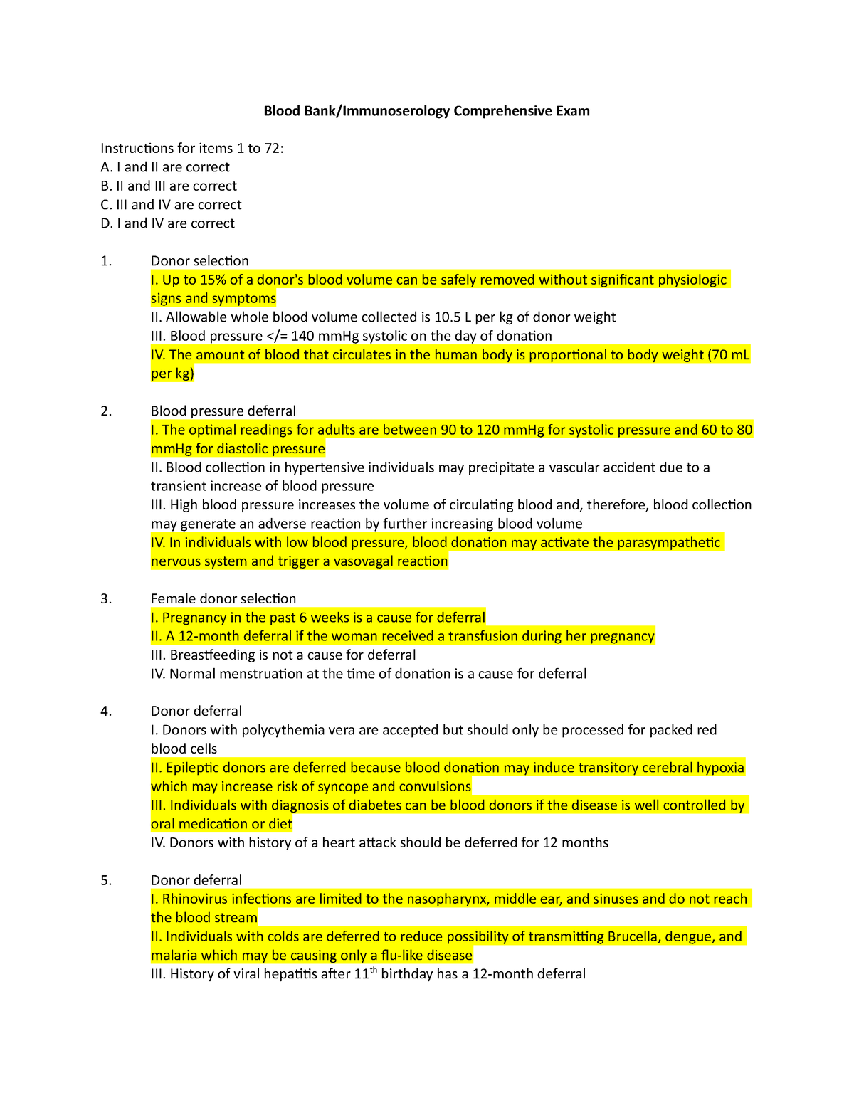 BB Comprehensive Exam With AnswersBB Comprehensive Exam Questionnaire ...