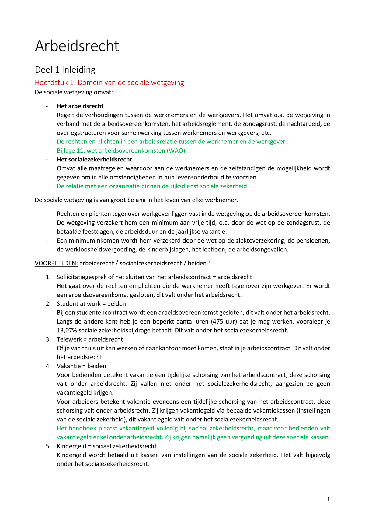 Samenvatting Arbeidsrecht Deel 1 En Deel 2 - Arbeidsrecht Deel 1 ...