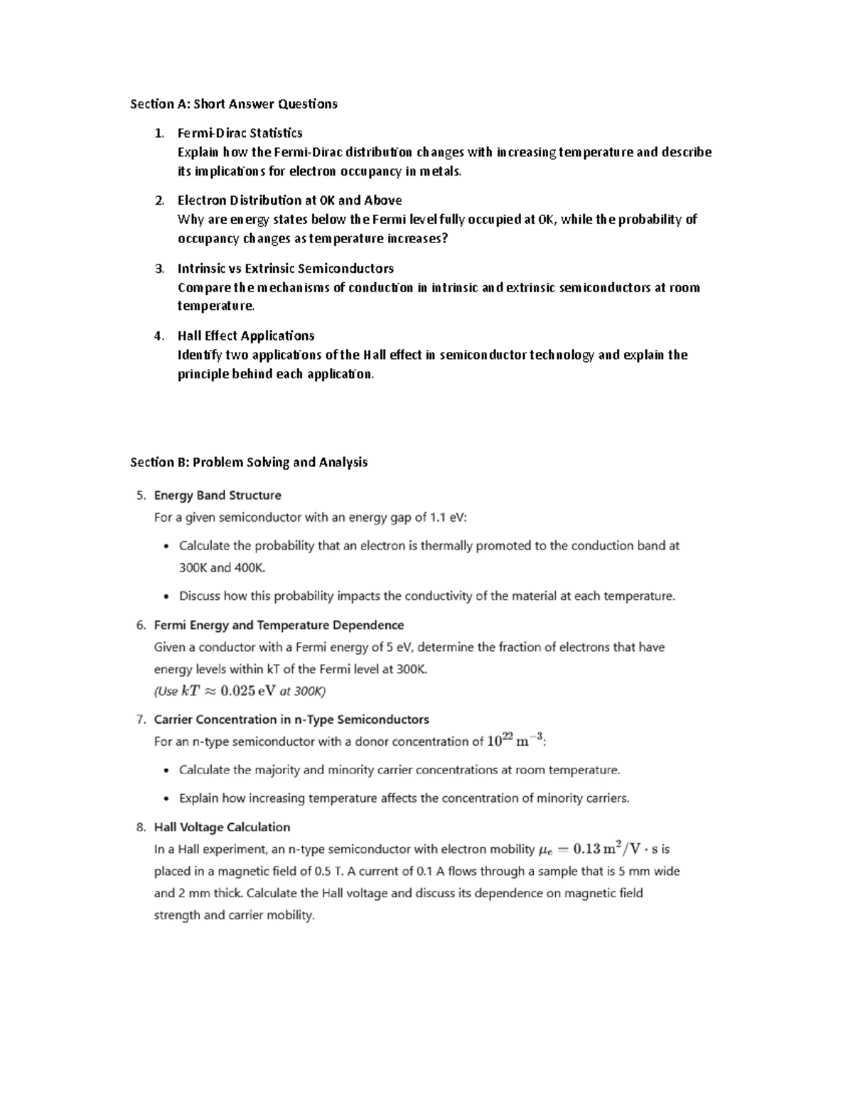 IA3 - Internal Assessment of applied physics - SecƟon A: Short Answer ...