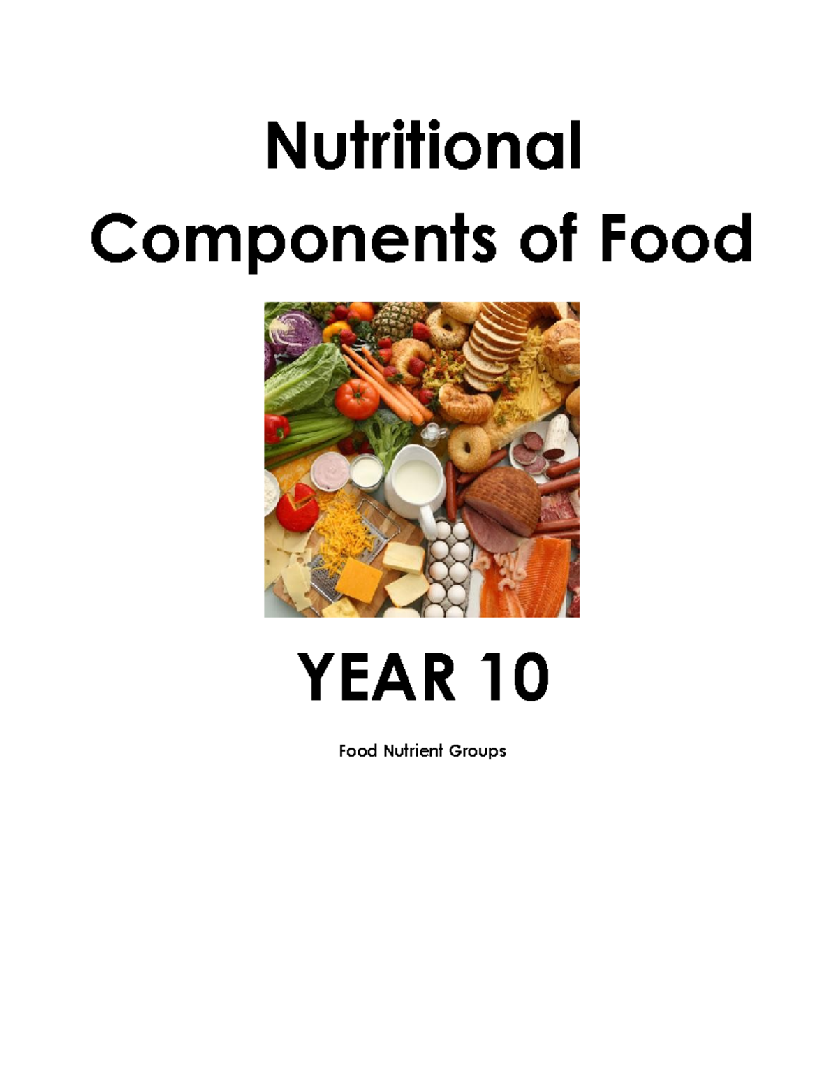 Nutritional Components of Food Workbook - Nutritional Components of ...