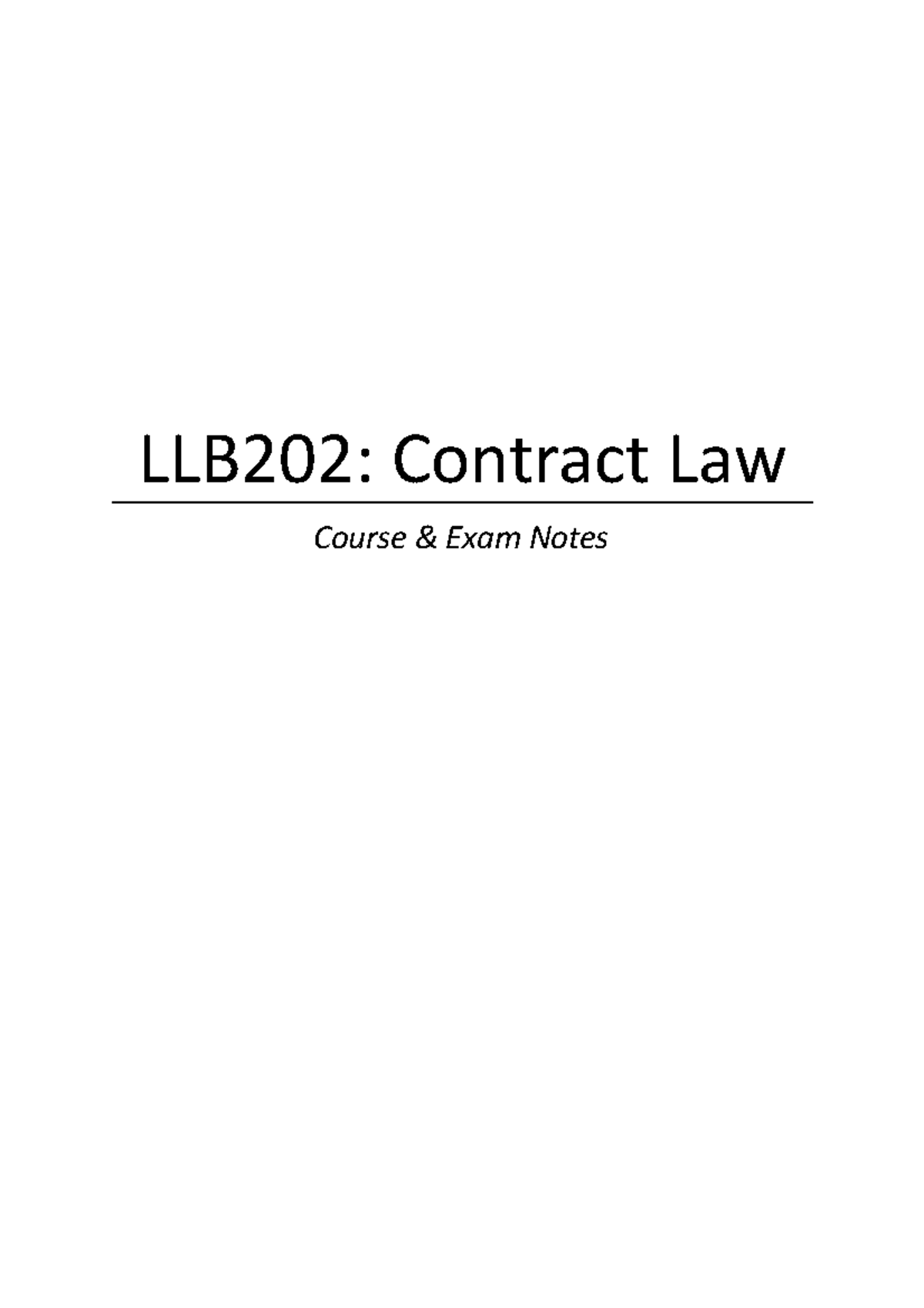 LLB202: Contract Law Course & Exam Notes - LLB202: Contract Law Course ...