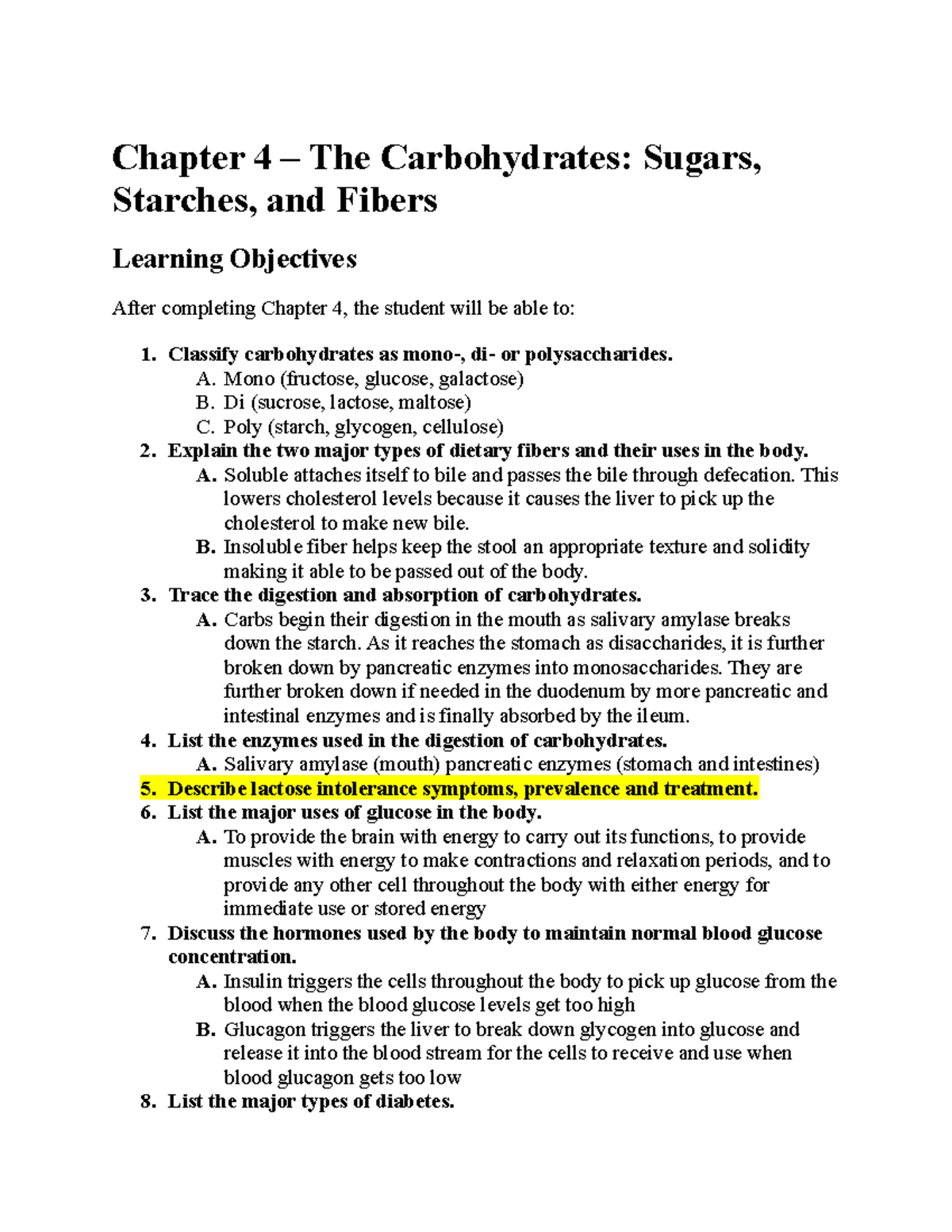 Carbohydrates Study Guide - Chapter 4 The Carbohydrates: Sugars ...