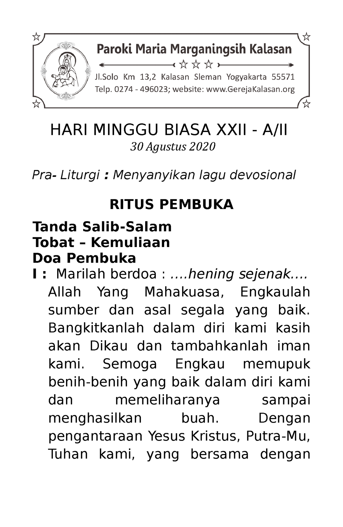 Minggu Biasa XXII - Teks - HARI MINGGU BIASA XXII - A/II 30 Agustus ...