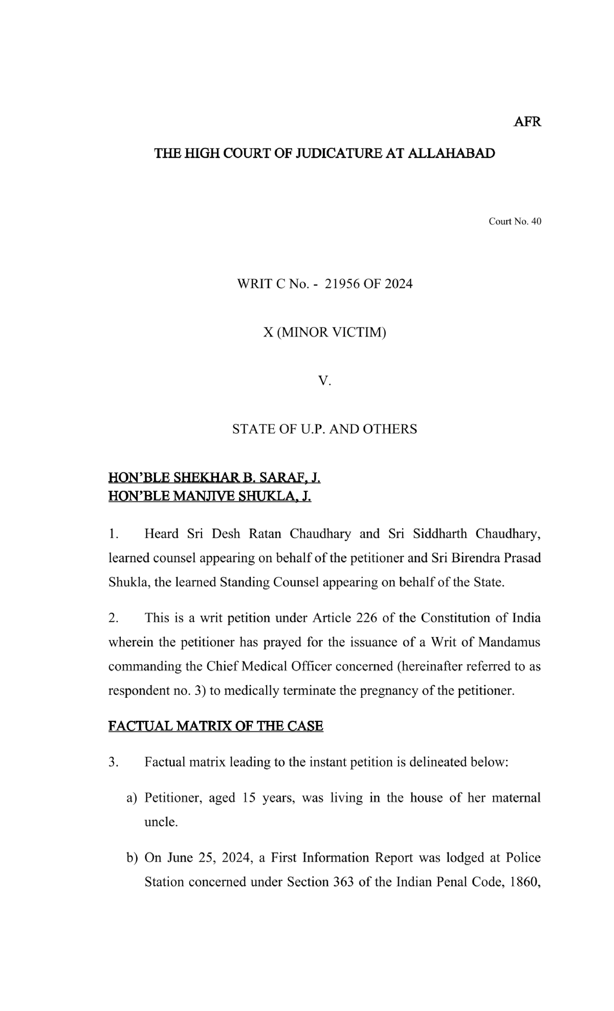 Case law, Judgement - AFR THE HIGH COURT OF JUDICATURE AT ALLAHABAD ...