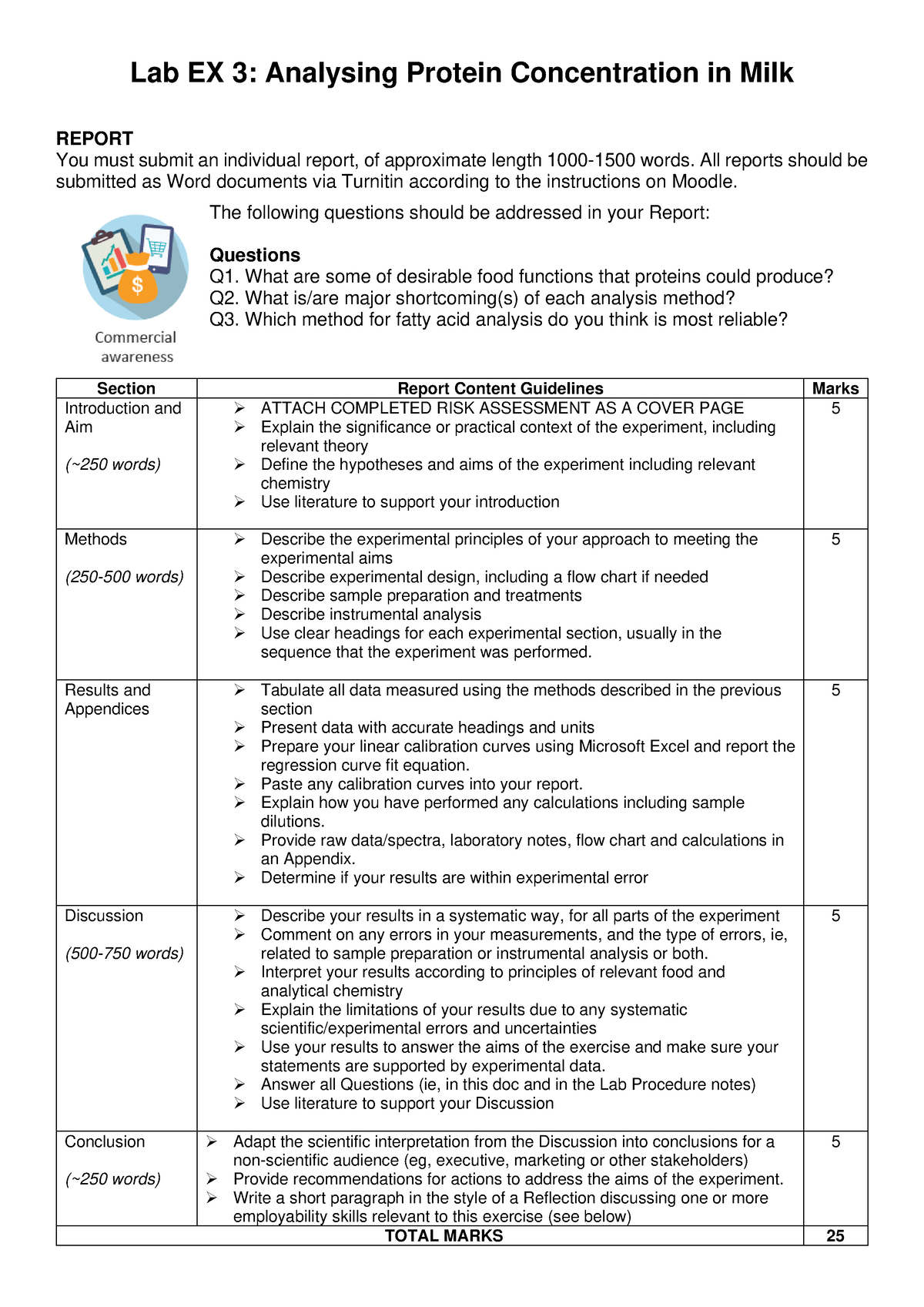 Report template-marking guide 2021 - EX3 - Lab EX 3: Analysing Protein ...