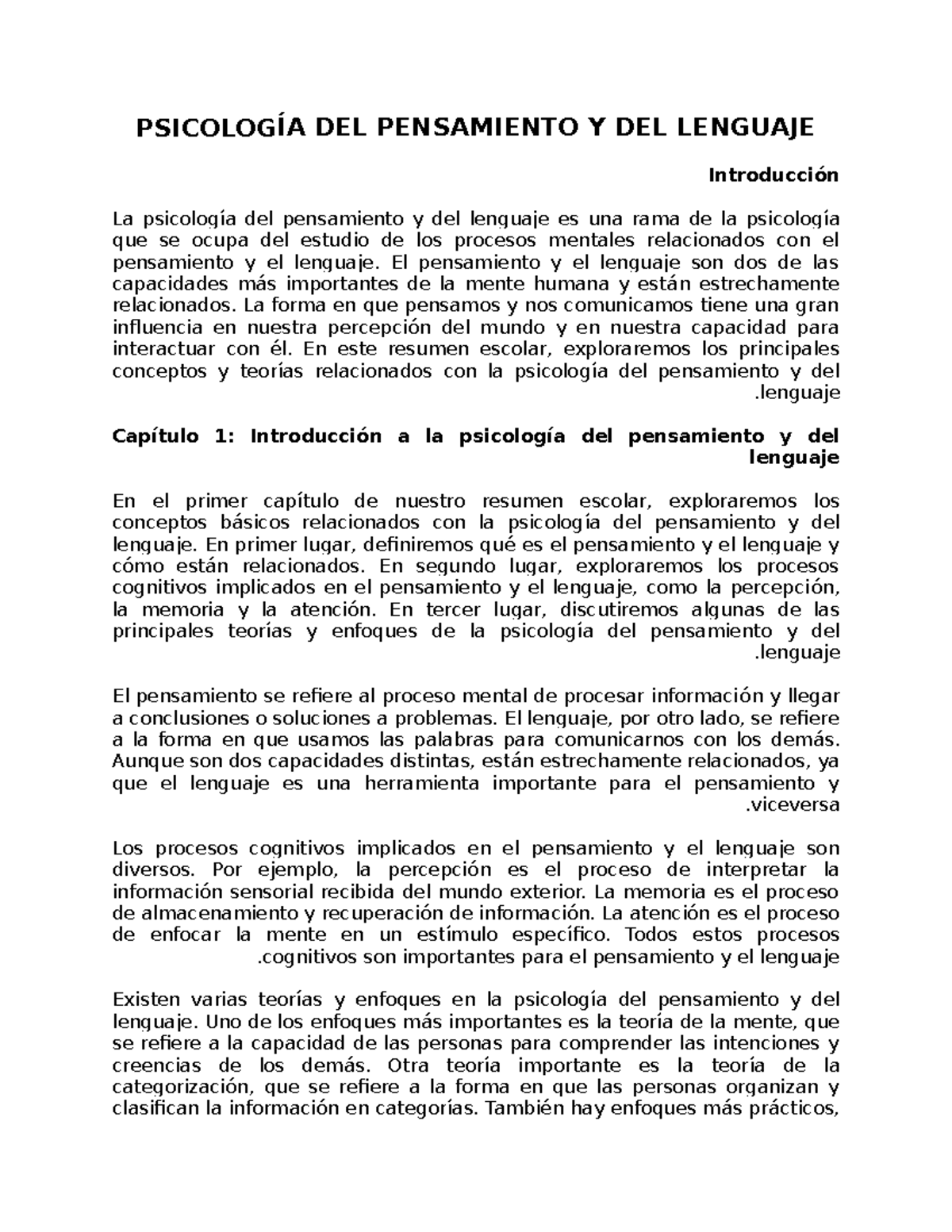 Psicología Del Pensamiento Y Del Lenguaje PsicologÍa Del Pensamiento