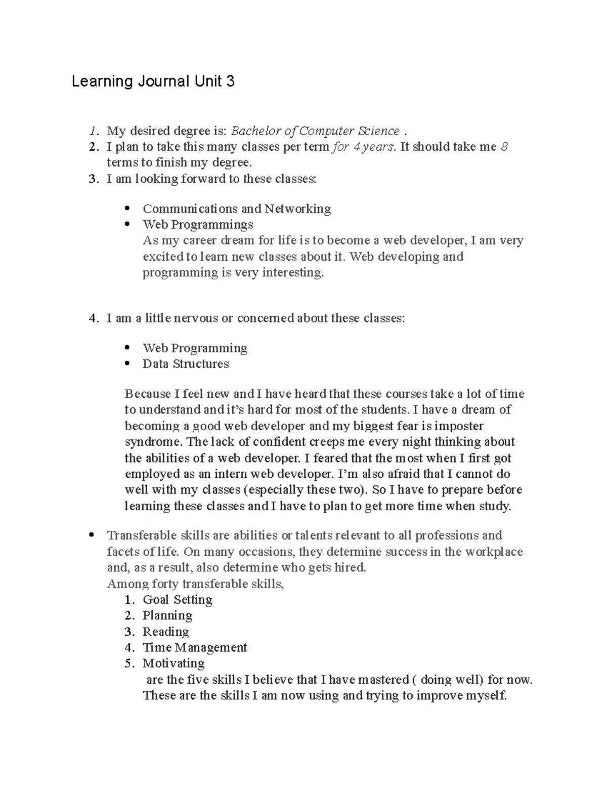 document-transferable-skills-learning-journal-unit-3-1-my-desired