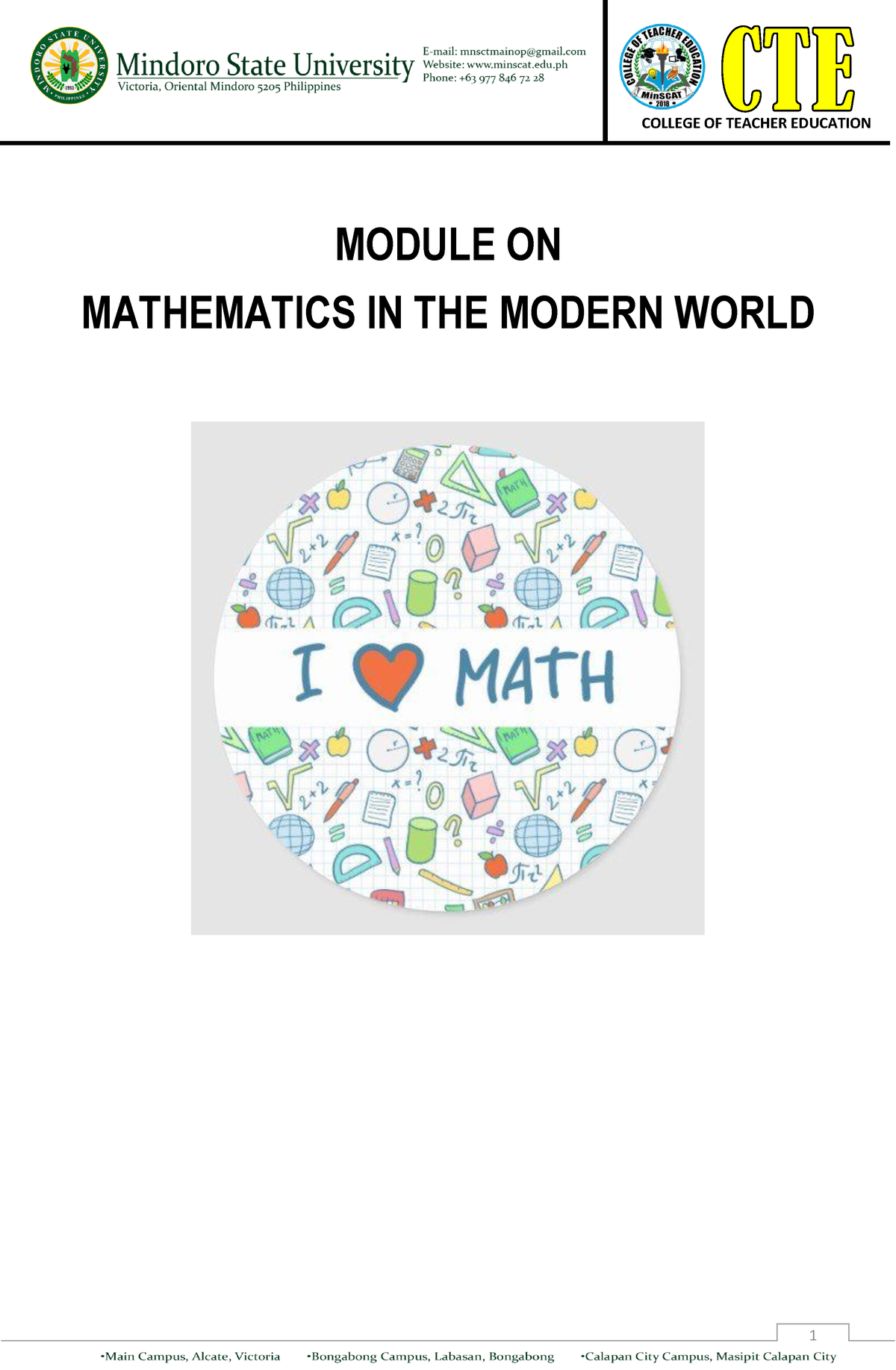 MMW Module 3 Bsed English Pdf - MODULE ON MATHEMATICS IN THE MODERN ...