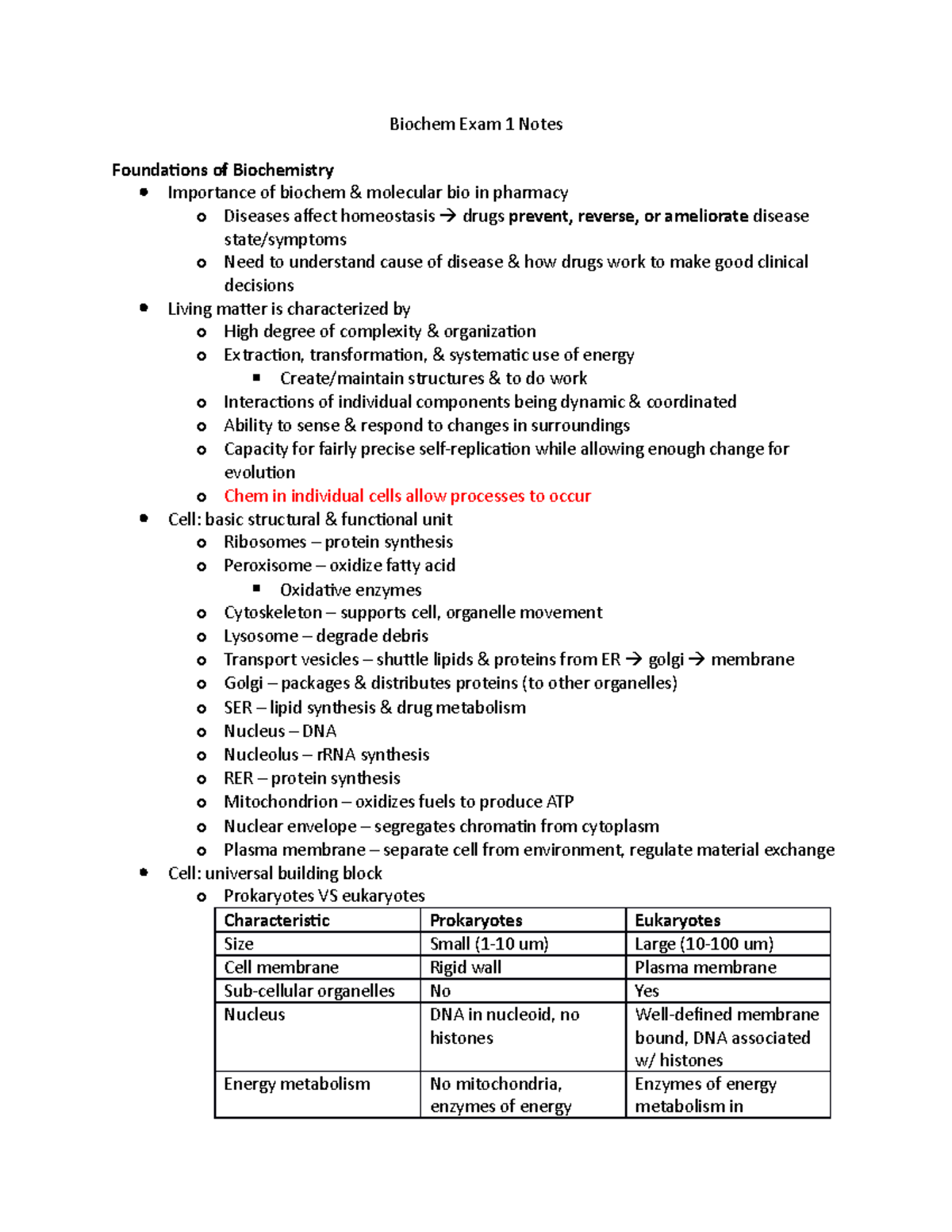 Biochem Exam 1 Notes - Biochem Exam 1 Notes Foundations Of Biochemistry ...