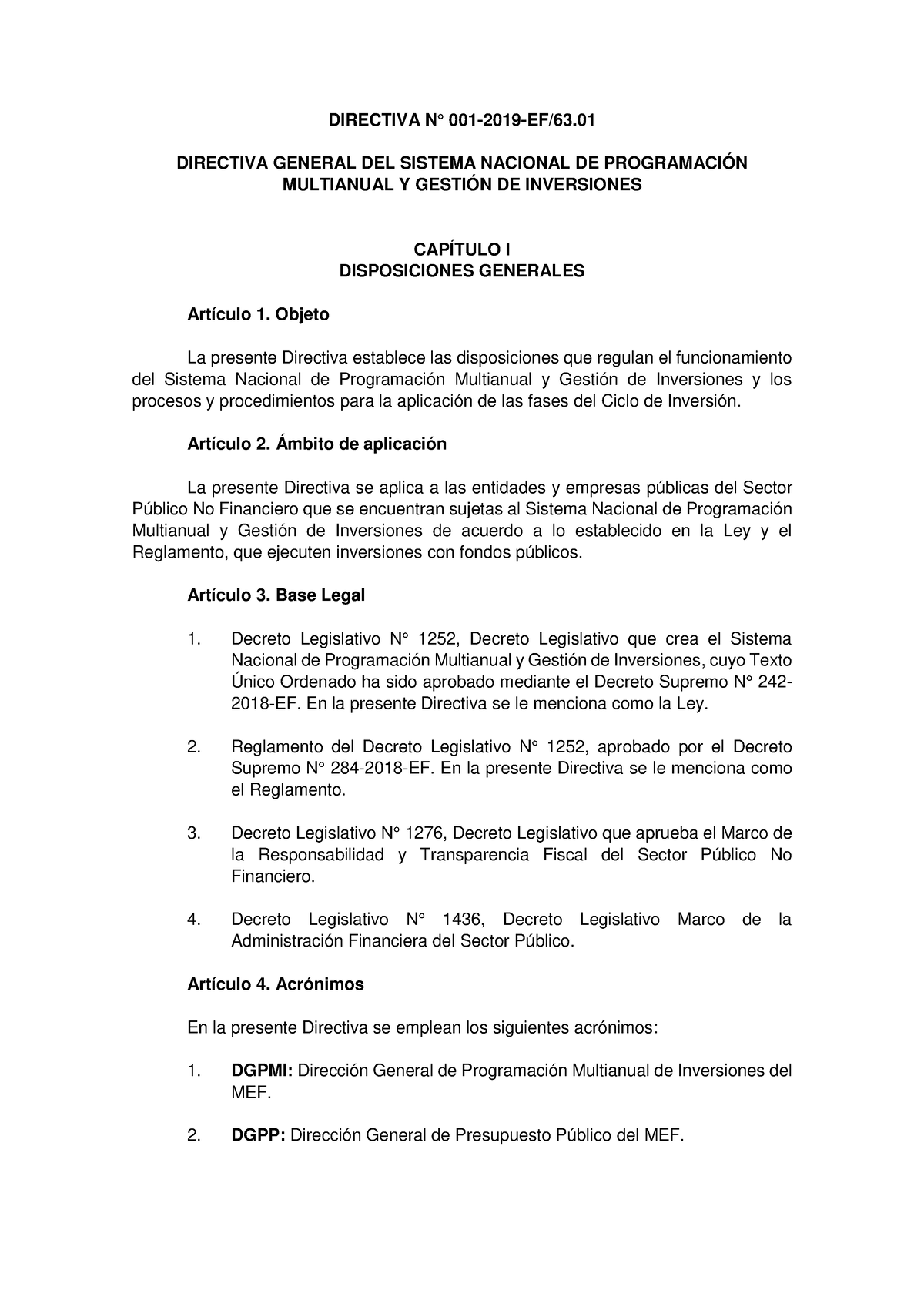 2 - Directiva Del Invierte - DIRECTIVA N° 001-2019-EF/63. DIRECTIVA ...