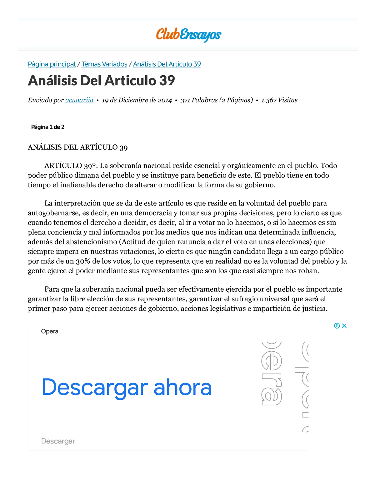 Análisis Del Articulo 39 - Ensayos - acuaariio - Análisis Del Articulo 39  Enviado por acuaariio • 19 - Studocu