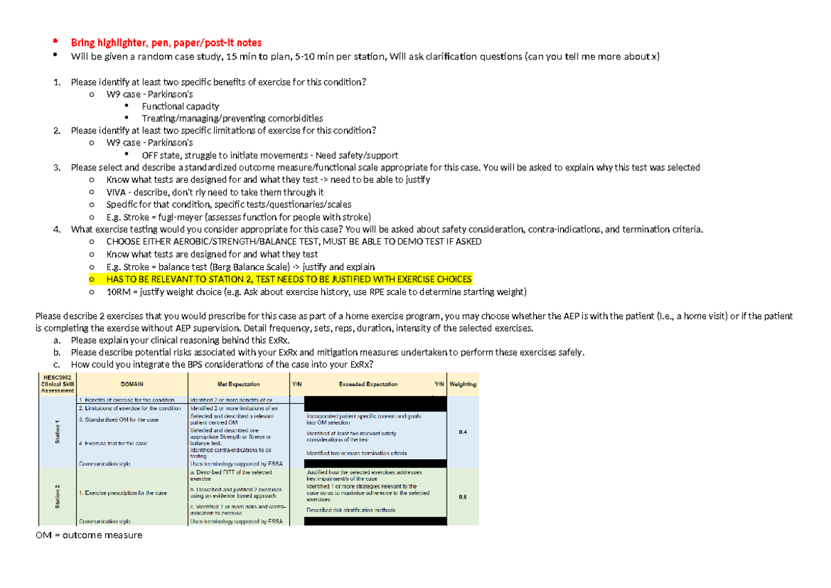 HESC PRAC PREP - HESC PRAC PREP - Bring highlighter, pen, paper/post-it ...