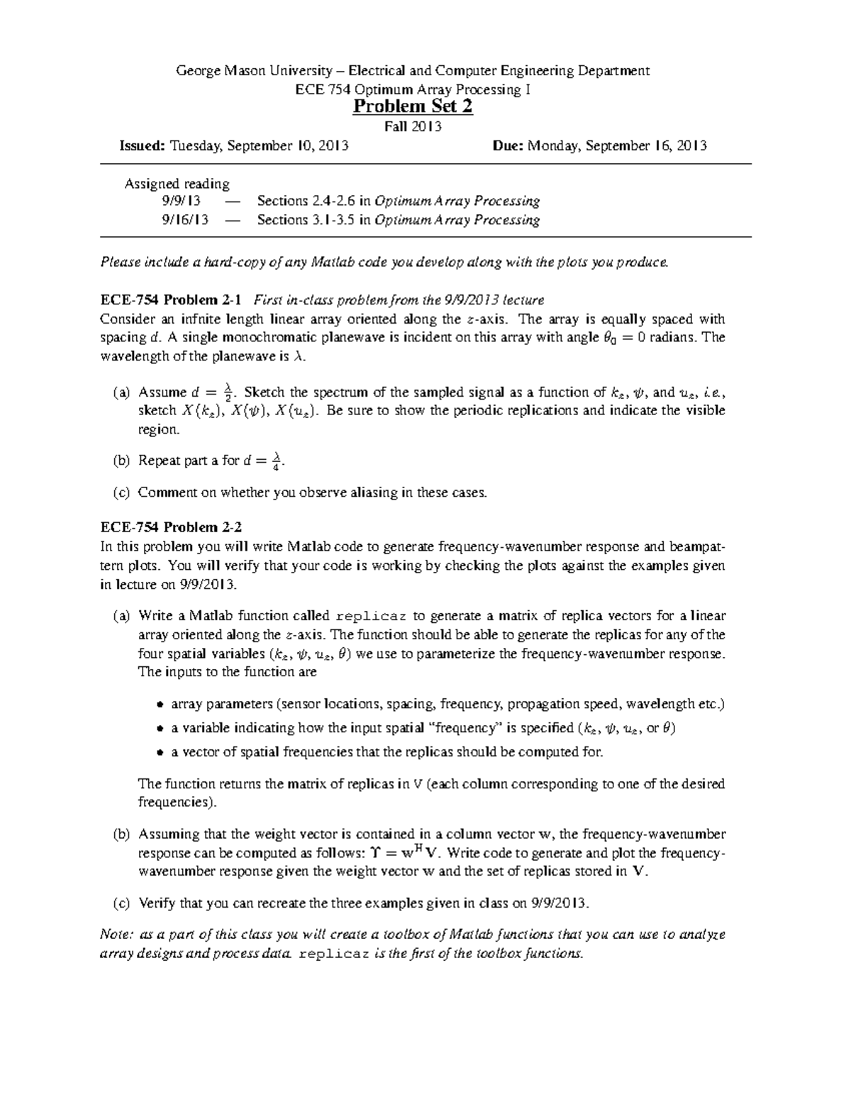 Problem Set 02 - 2013 - George Mason University Electrical and Computer ...