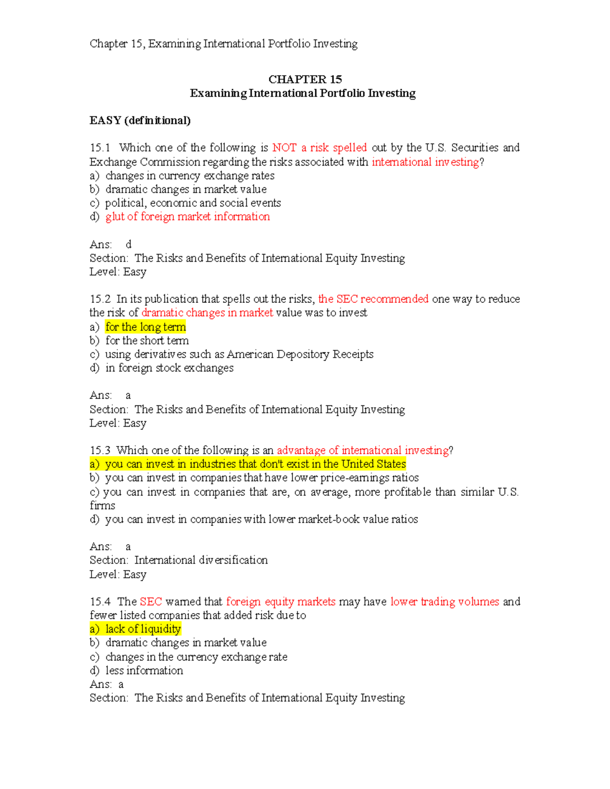 Ch15 - Gdgdgd - CHAPTER 15 Examining International Portfolio Investing ...