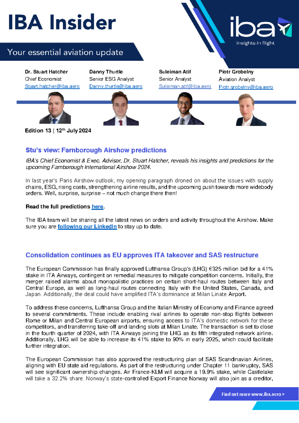 The IBA Insider 2024 - Edition 13 | 12 th July 2024 Find out more iba ...