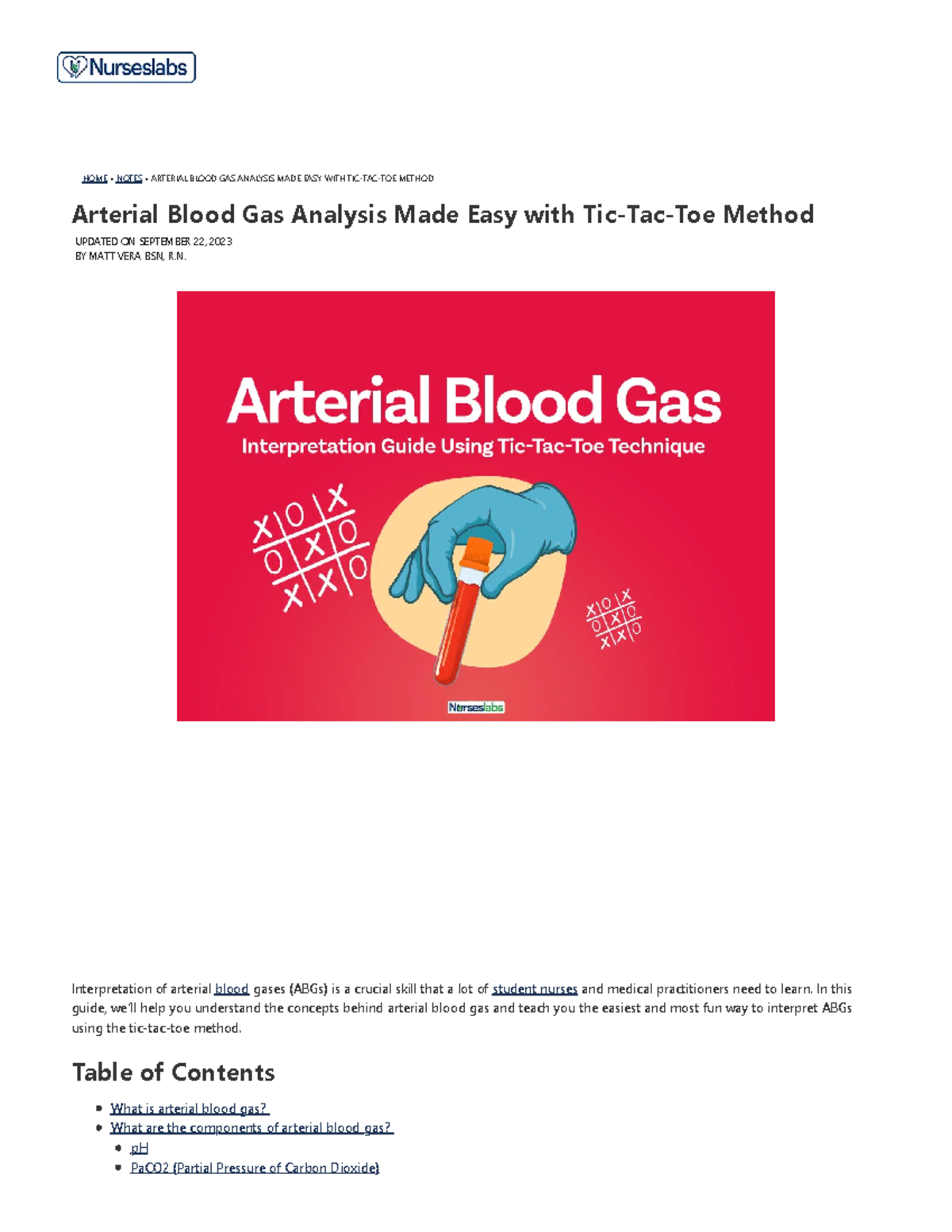 Arterial Blood Gas Abgs Analysis Ultimate Guide Nurseslabs