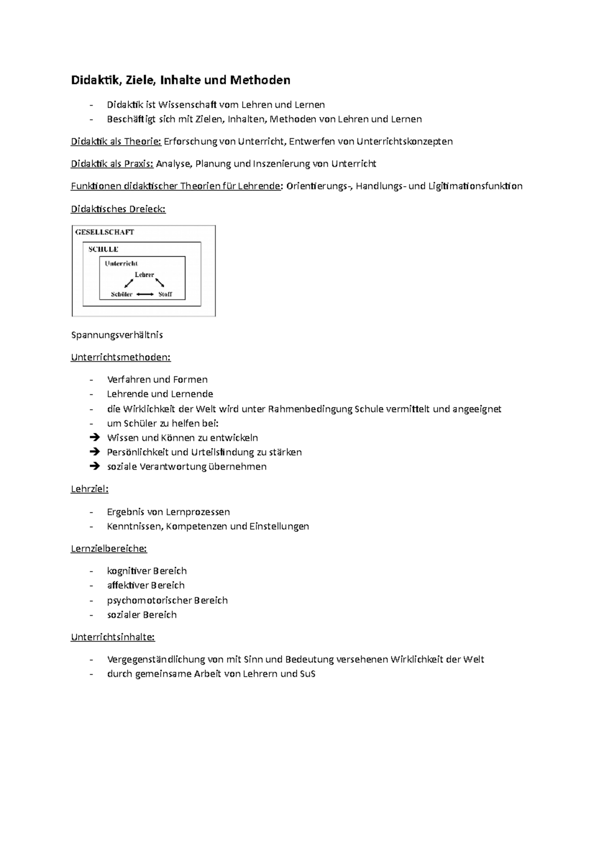 Didaktik Vorbereitung Didaktik, Ziele, Inhalte und Methoden Didaktik