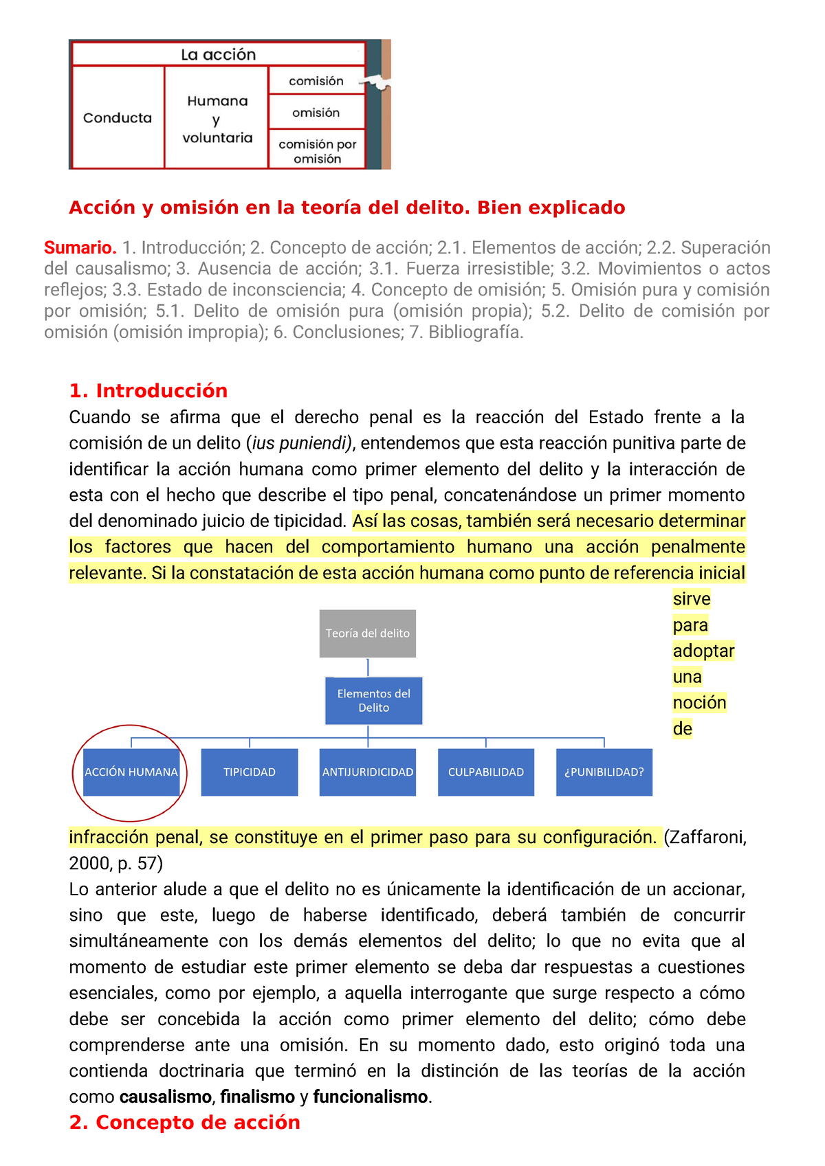 Lectura 1 Acción Y Omisión En La Teoría Del Delito - Acción Y Omisión ...