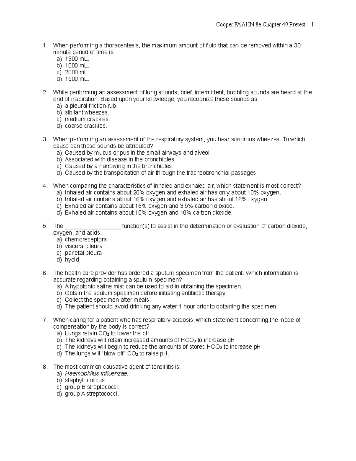 Chapter 049 - Cooper FAAHN 8e Chapter 49 Pretest 1 When Performing A ...