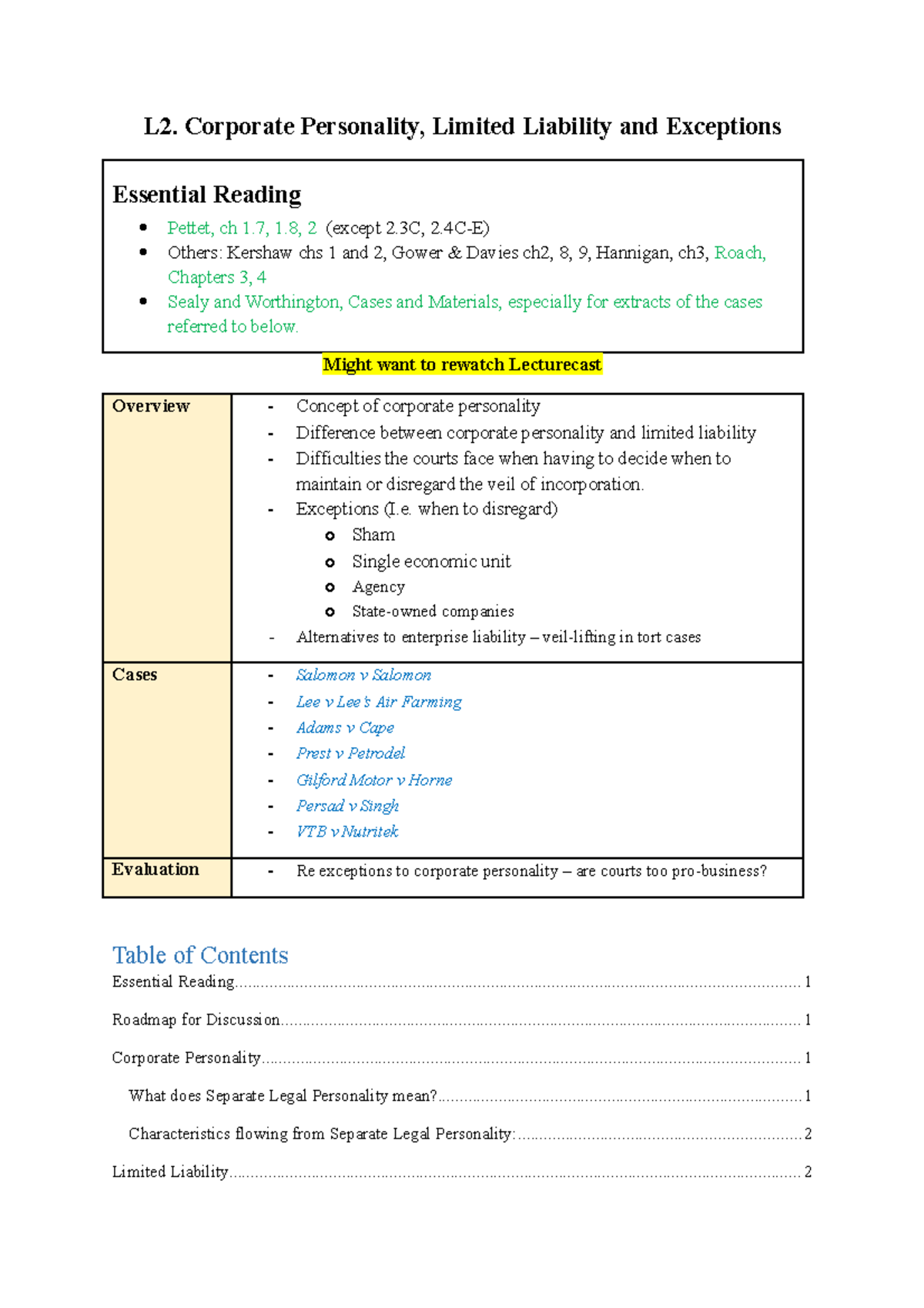 L2-3. Corporate Personality - L2. Corporate Personality, Limited ...