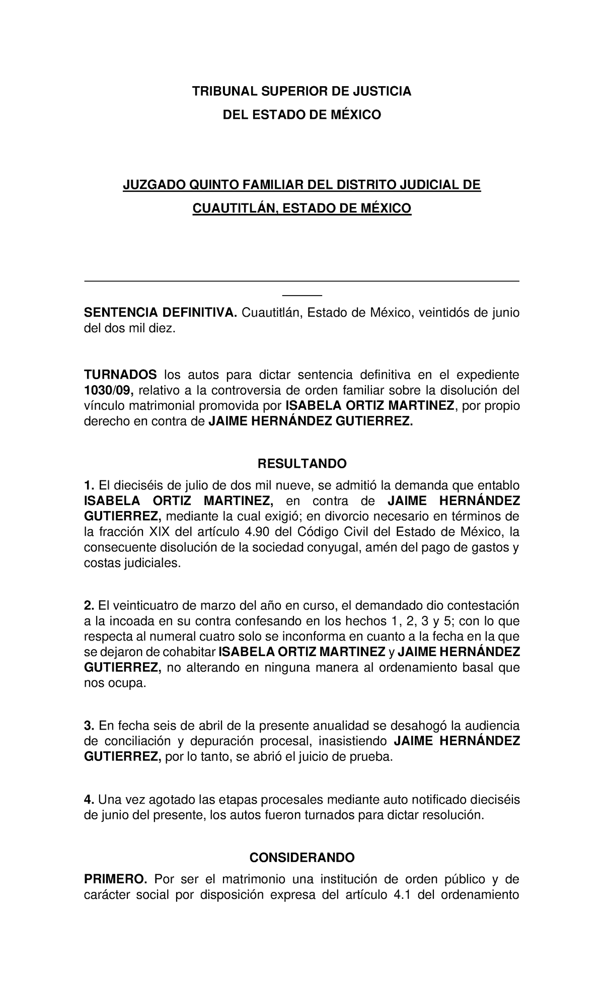 Ejemplo de Sentencia TRIBUNAL SUPERIOR DE JUSTICIA DEL ESTADO DE