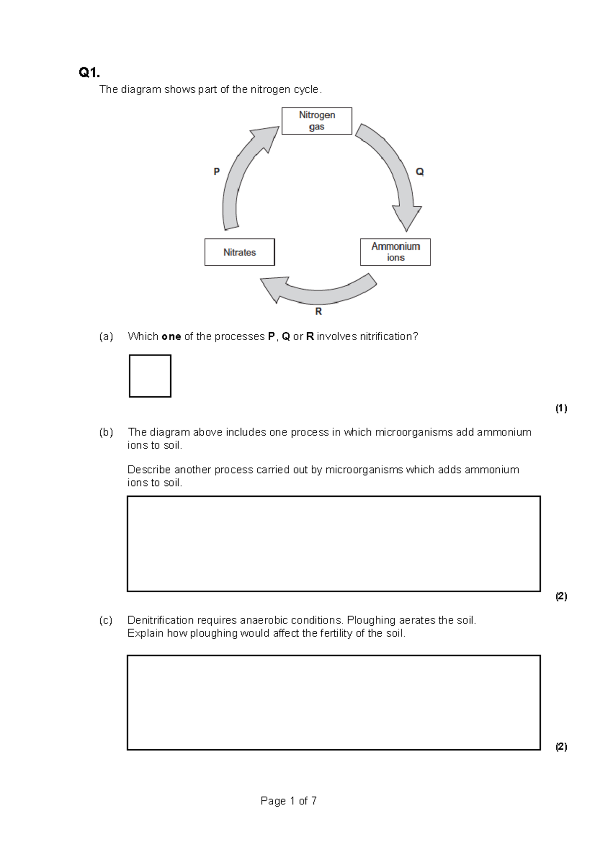 Element Cycles PPQs - Practise questions for Biologia - Q1. The diagram ...