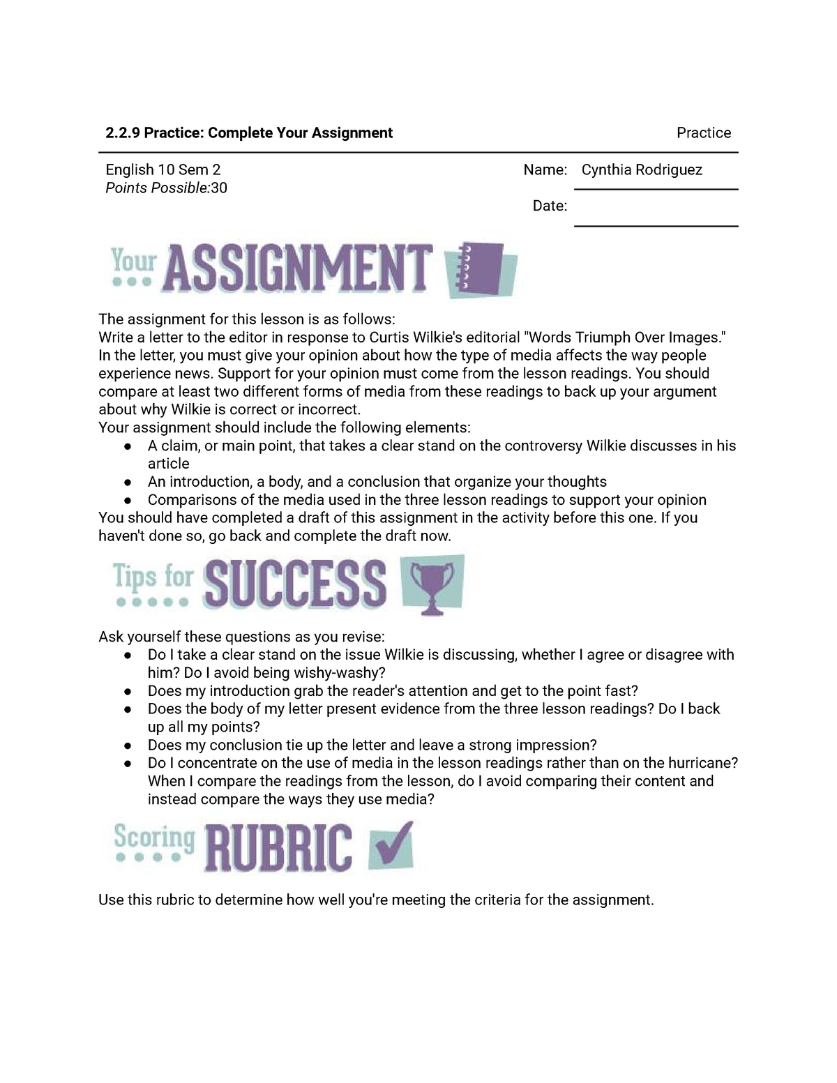 2.2.9 practice complete your assignment