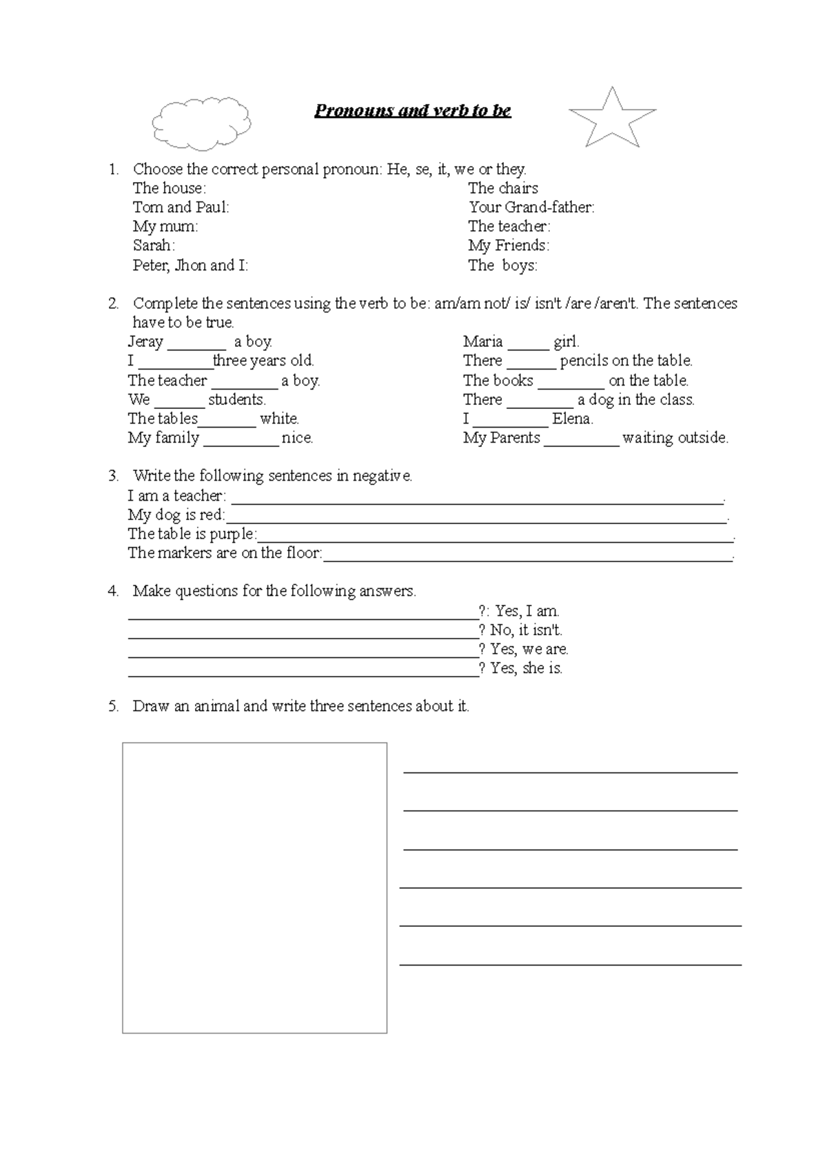 Pronouns And Verb To Be repaso Pronouns And Verb To Be Choose The 