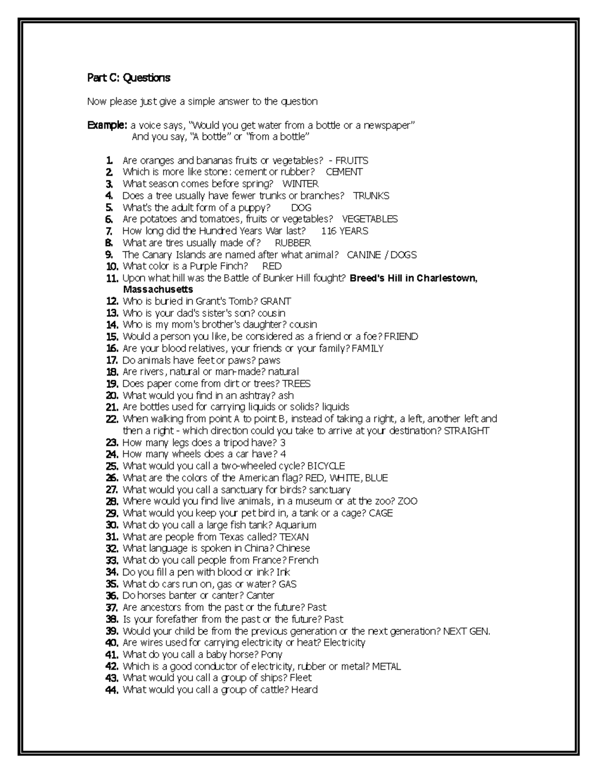 Dokumen - story - Part C: Questions Now please just give a simple ...