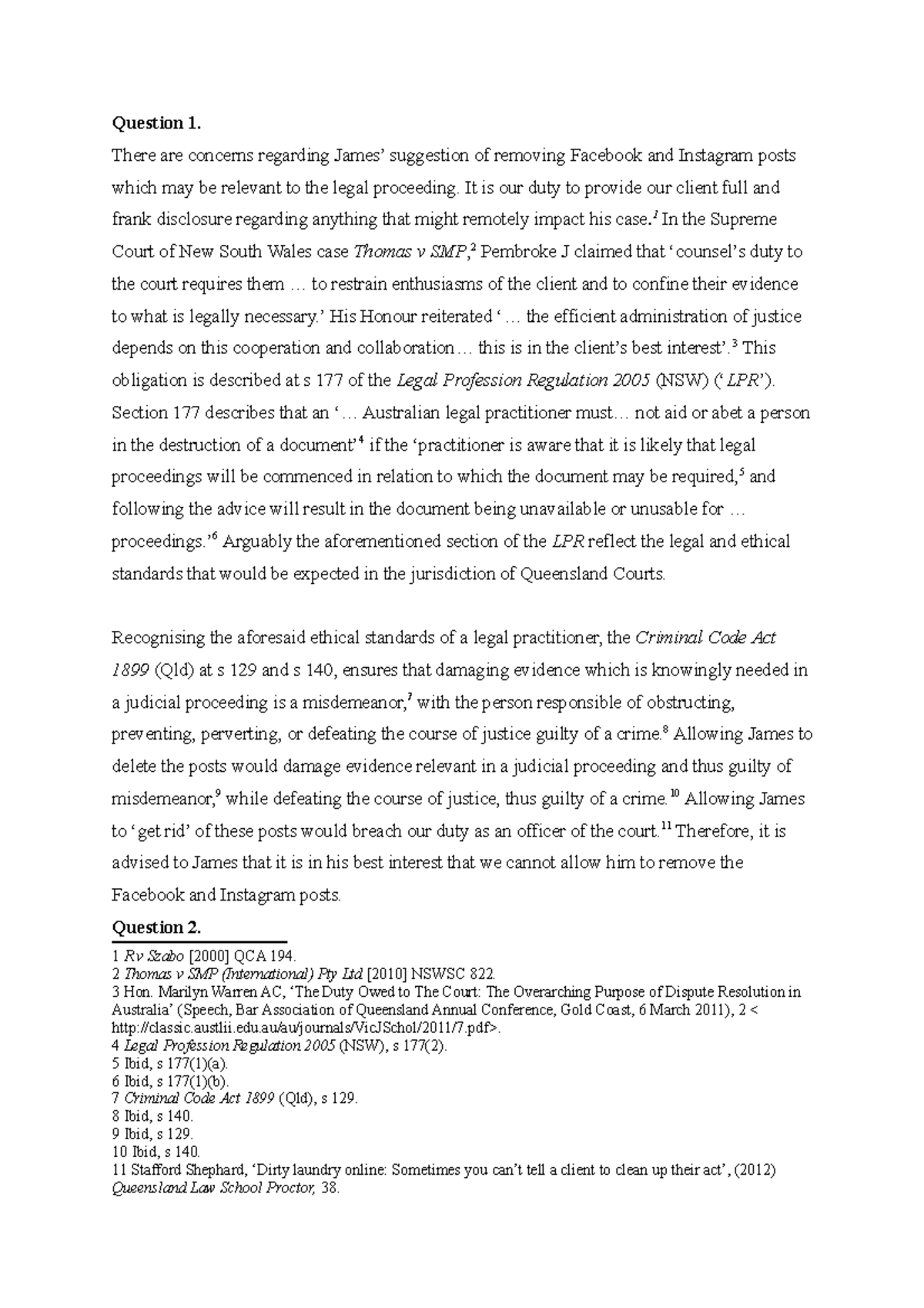 5193LAW Ethics & Professional Responsibility Assignment. - Question 1 ...