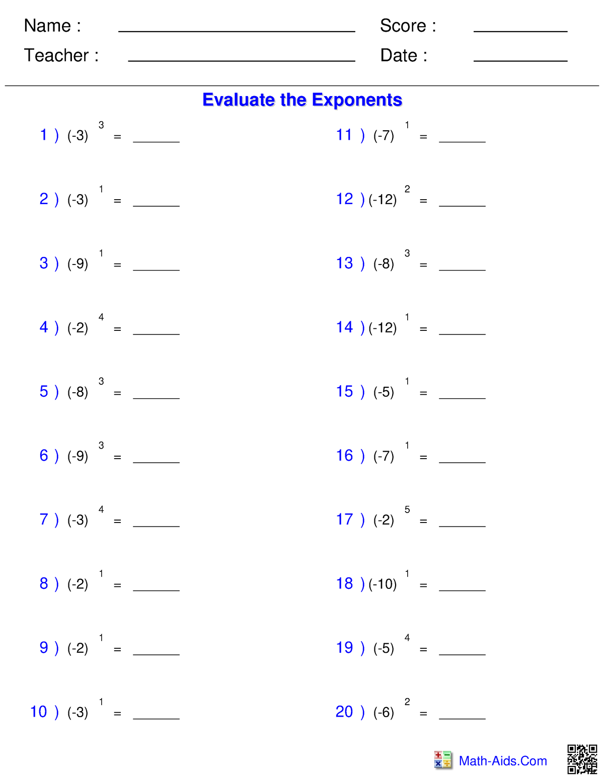 exponentsmathaidnegativeintegers-name-teacher-date-score-math