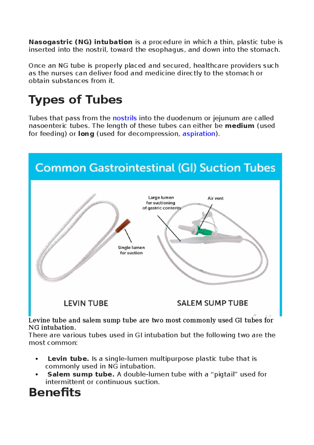 Nasogastric Intubation Nasogastric NG Intubation Is A Procedure In 