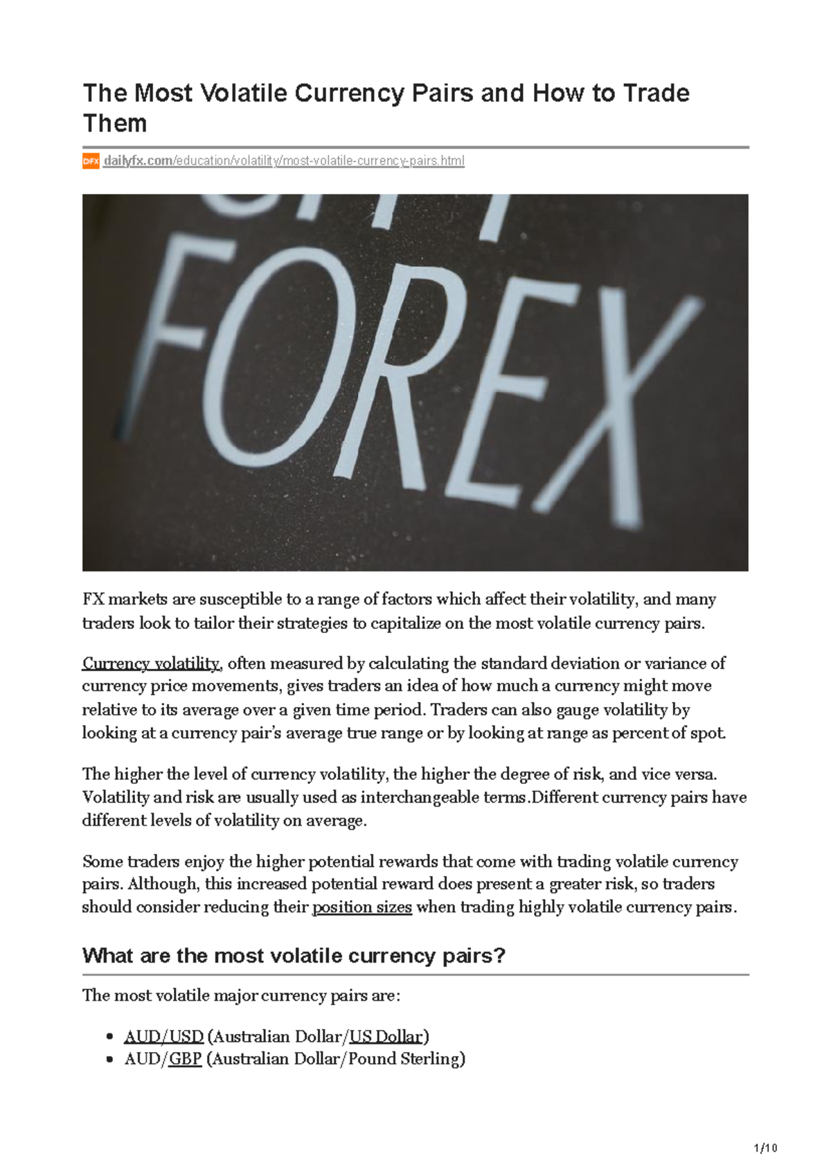 Dailyfx Com The Most Volatile Currency Pairs And How To Trade Them The Most Volatile Currency