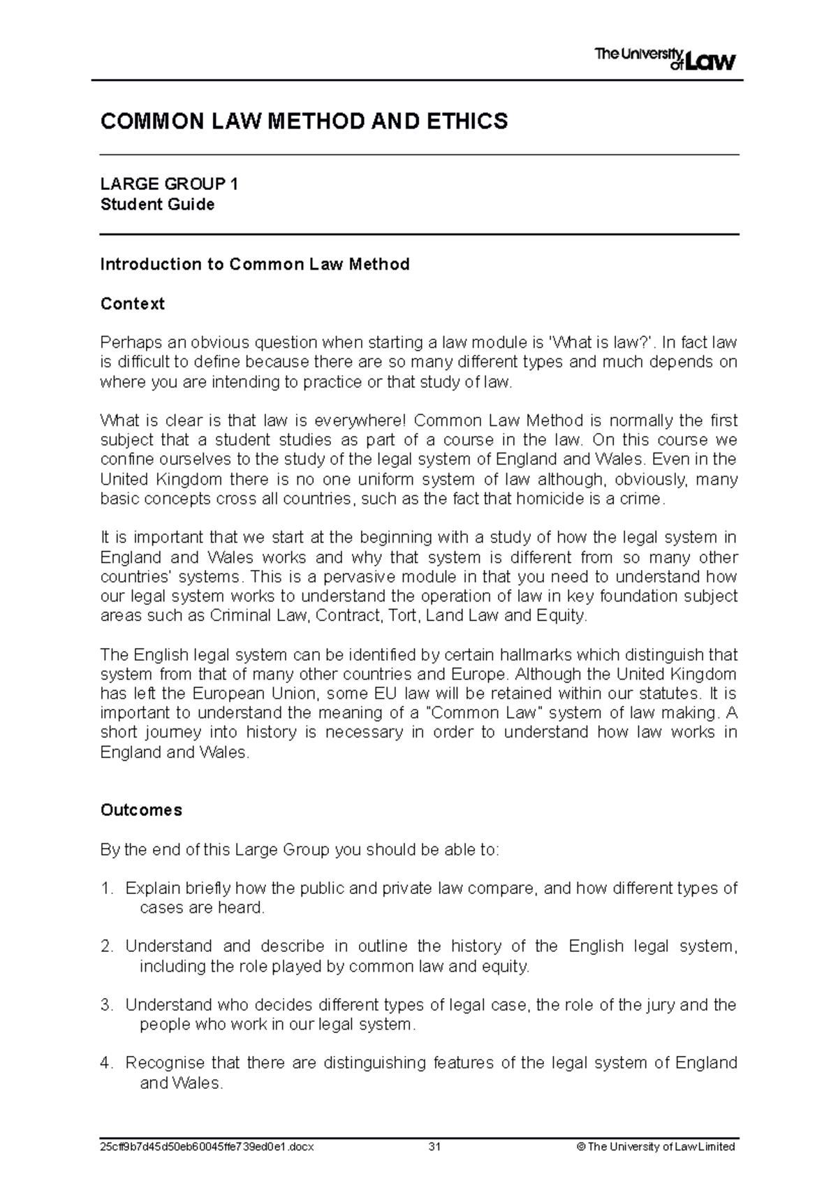 2223 clme lg01 ce01 student guide - COMMON LAW METHOD AND ETHICS LARGE ...
