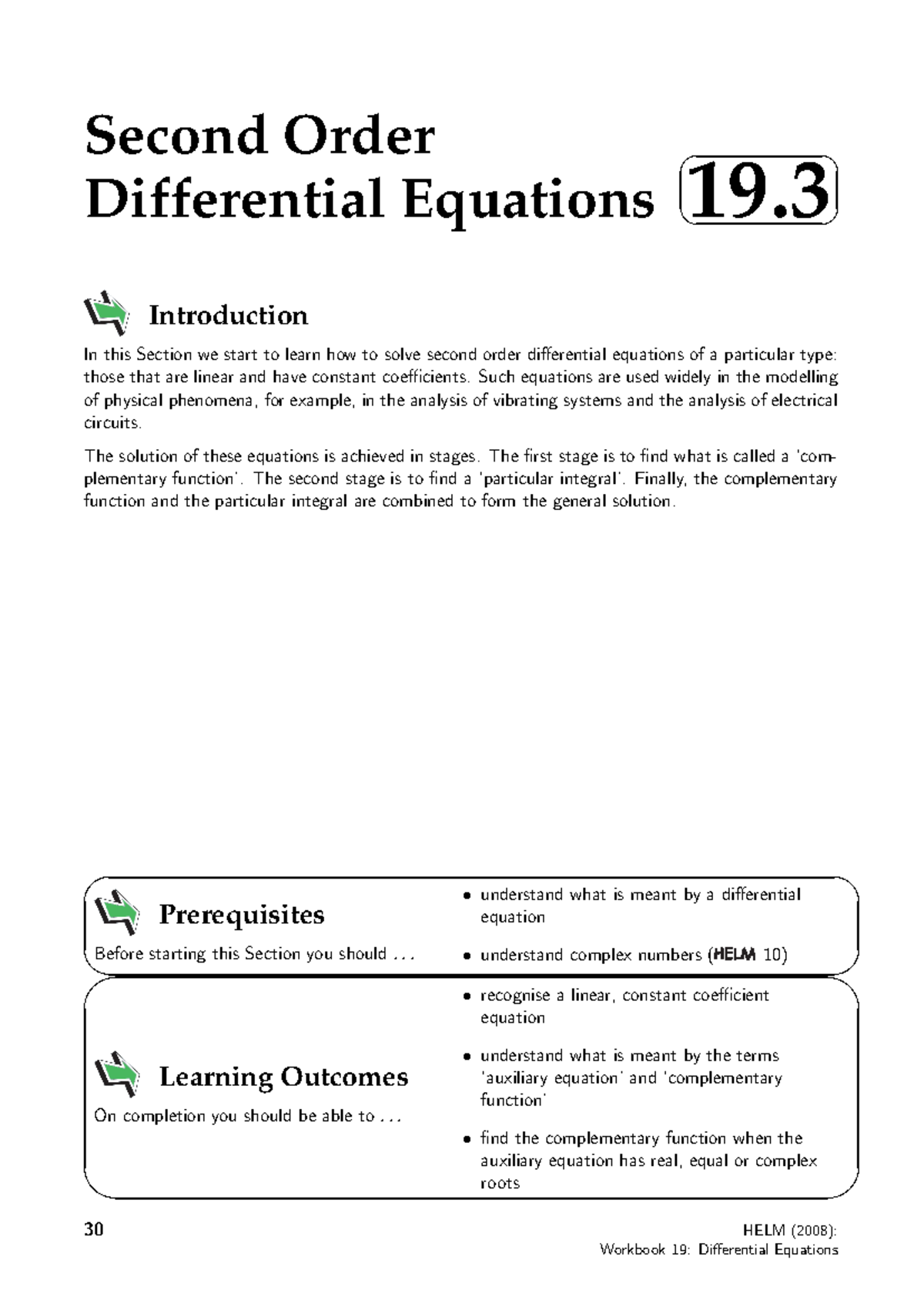 19 3 - Notes - Second Order Differential Equations 19 Introduction In ...