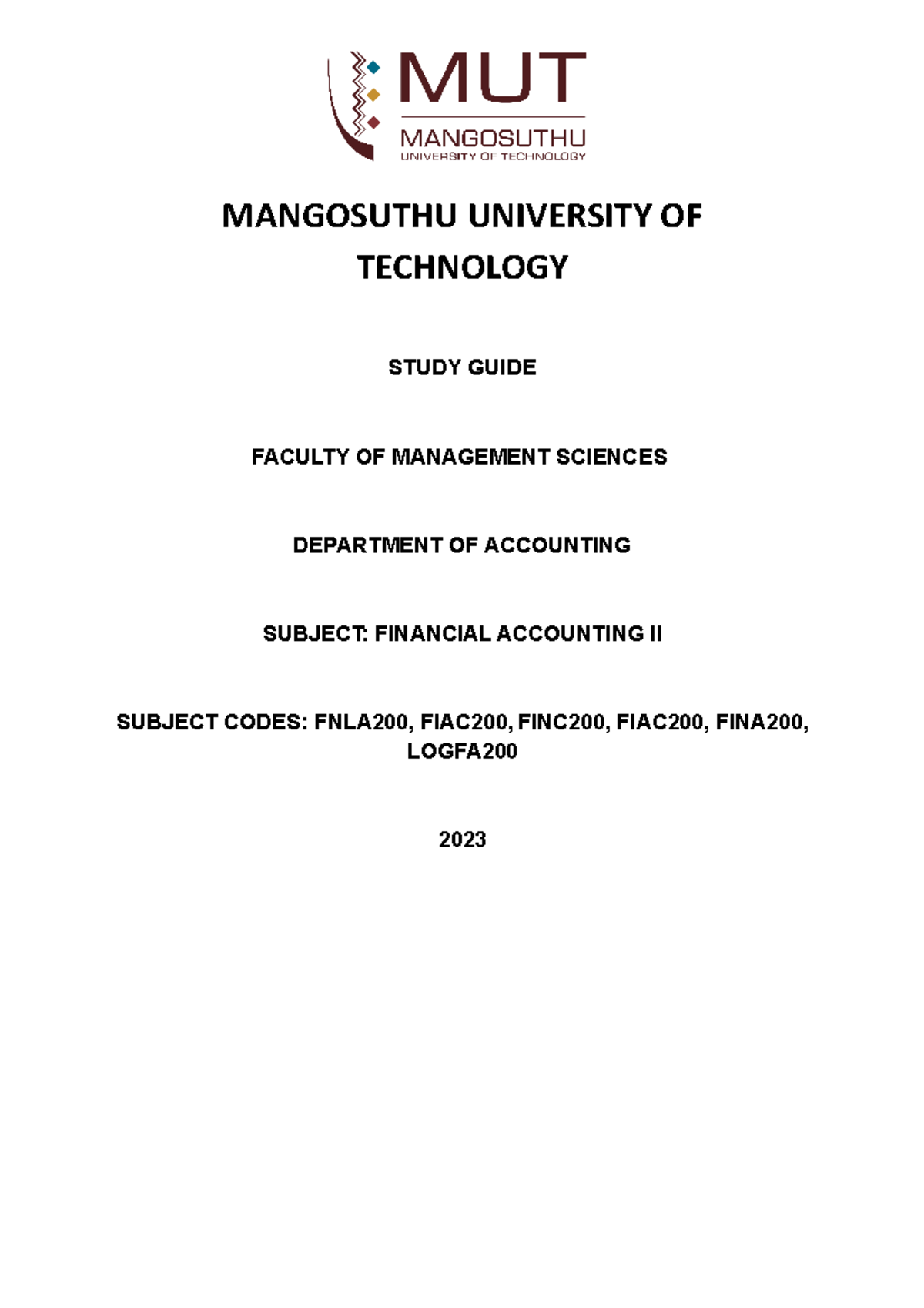 Study guide 2023 for Accounting 2 - MANGOSUTHU UNIVERSITY OF TECHNOLOGY ...