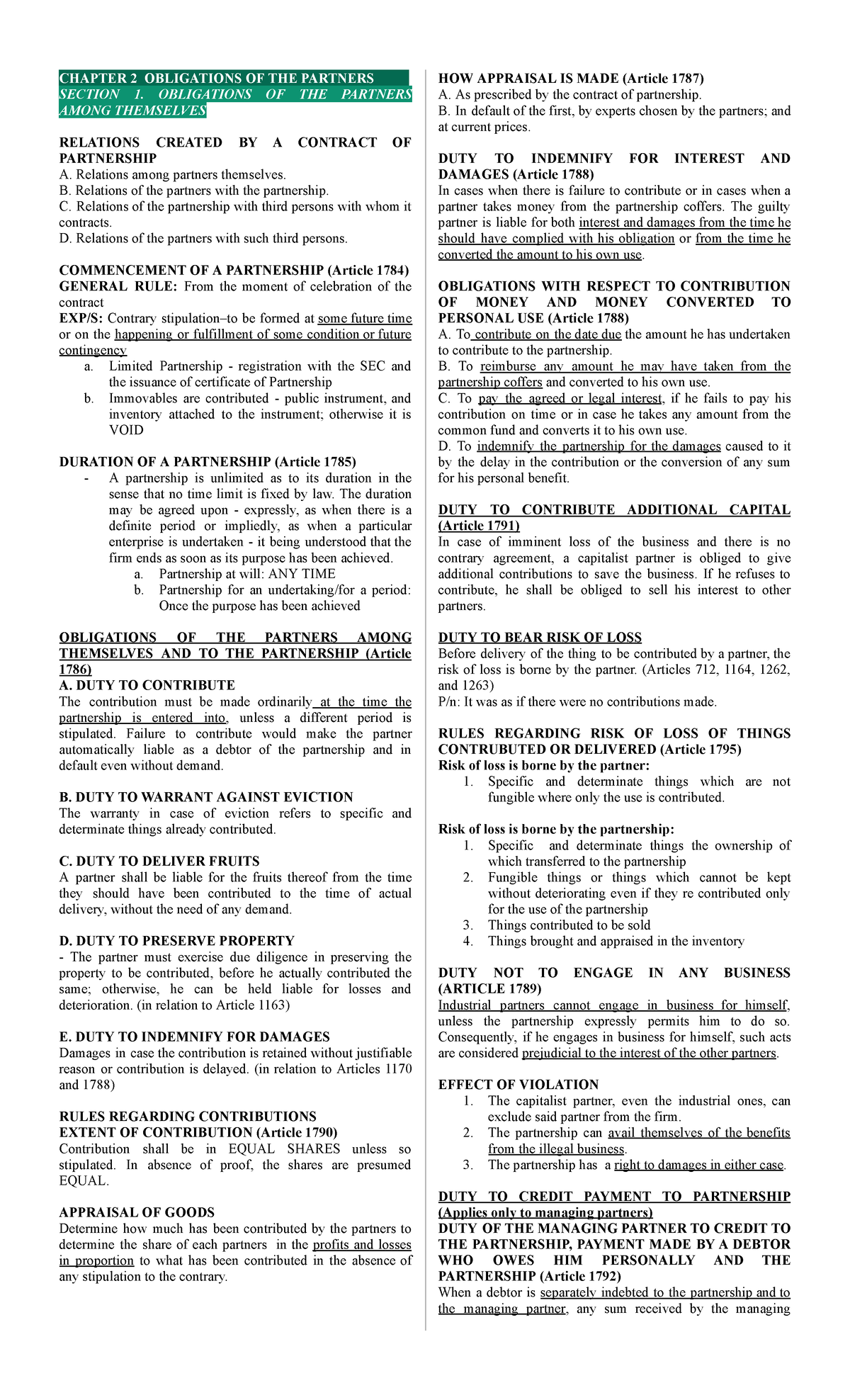 RFBT 2 Partnerships and Corporations -Chapter 2 Sec 1 - CHAPTER 2 ...