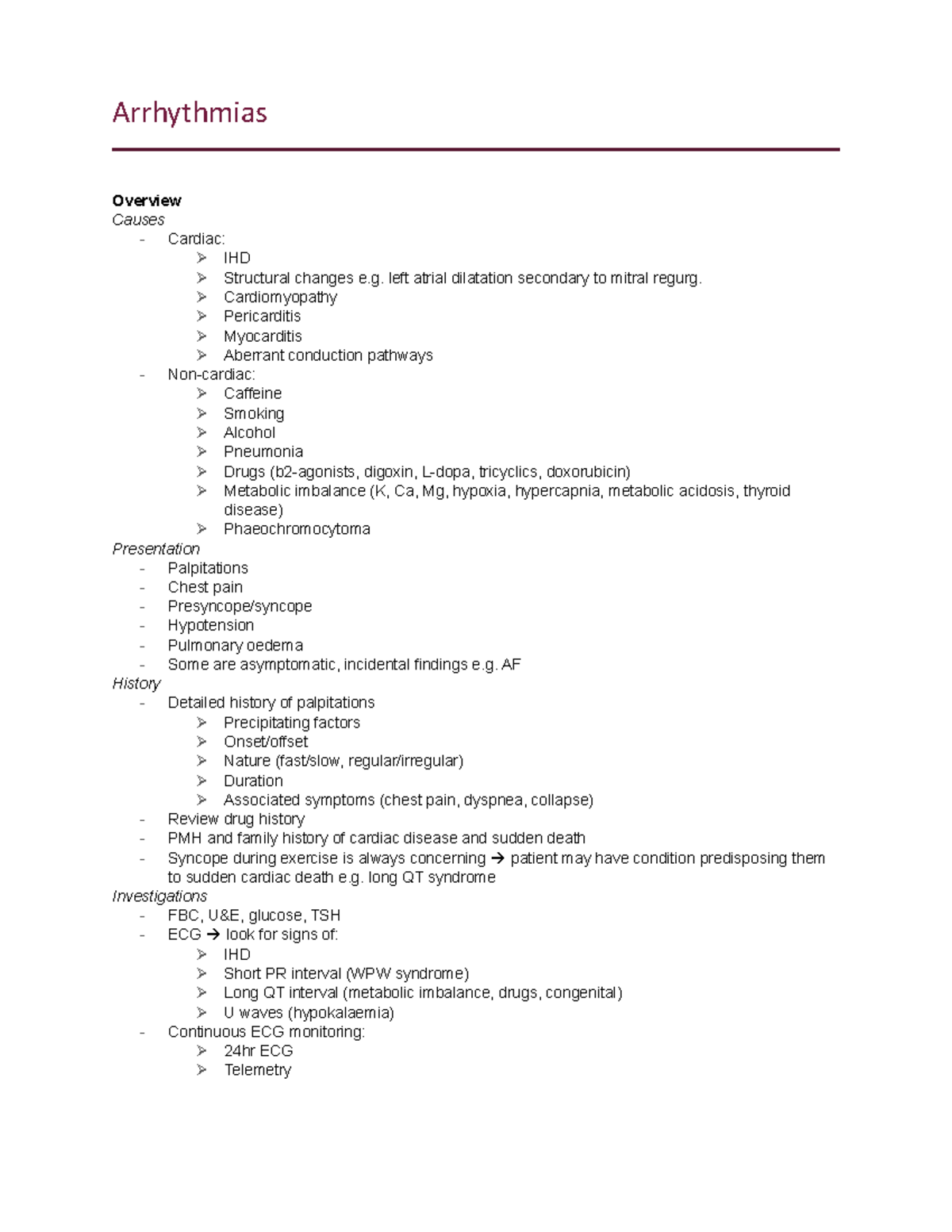 Arrhythmias - arrythmia notes and management - Arrhythmias Overview ...