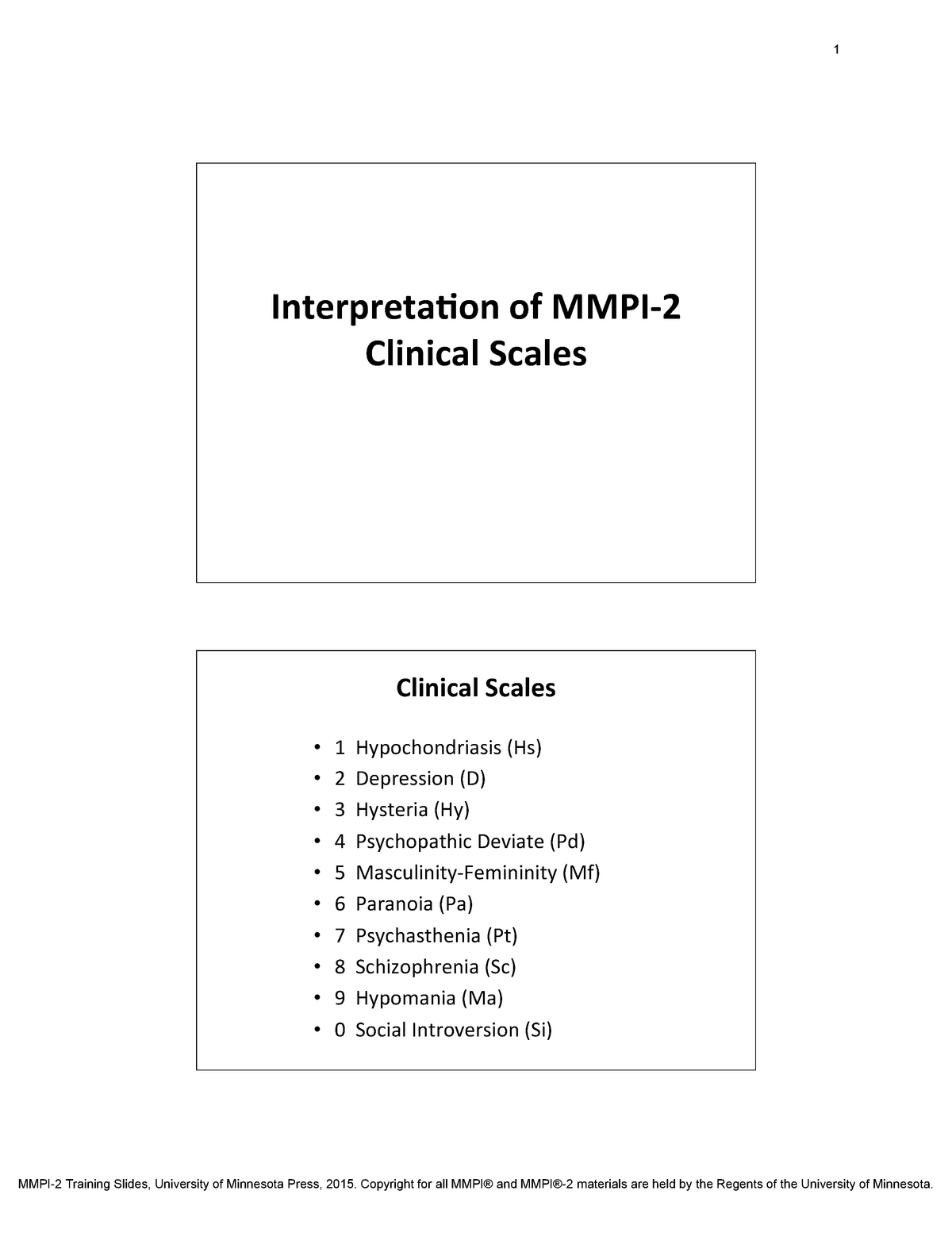 mmpi-2 score interpretation
