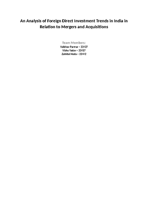 CR Research paper draft - Impact of Foreign Direct Investment (FDI ...