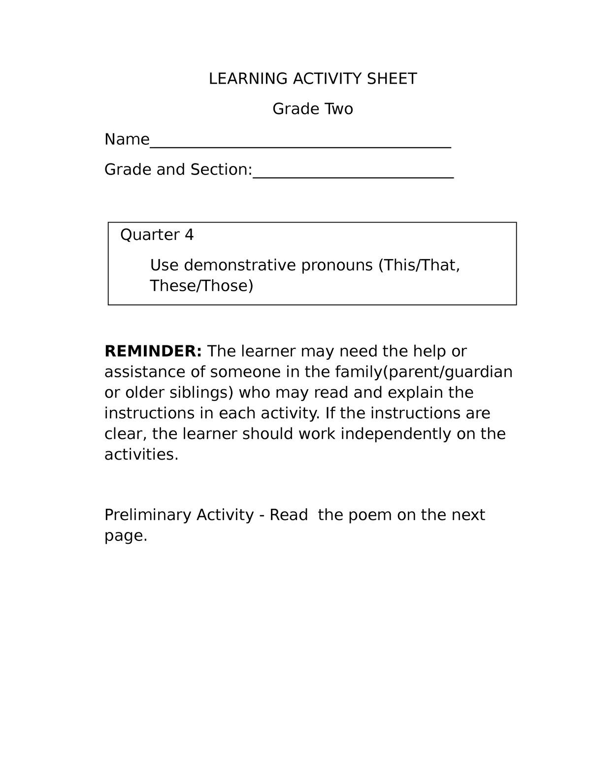 ENG LAS Q4 MELC3 - GUIDE IN ENGLISH LAS QUARTER 4 - LEARNING ACTIVITY ...