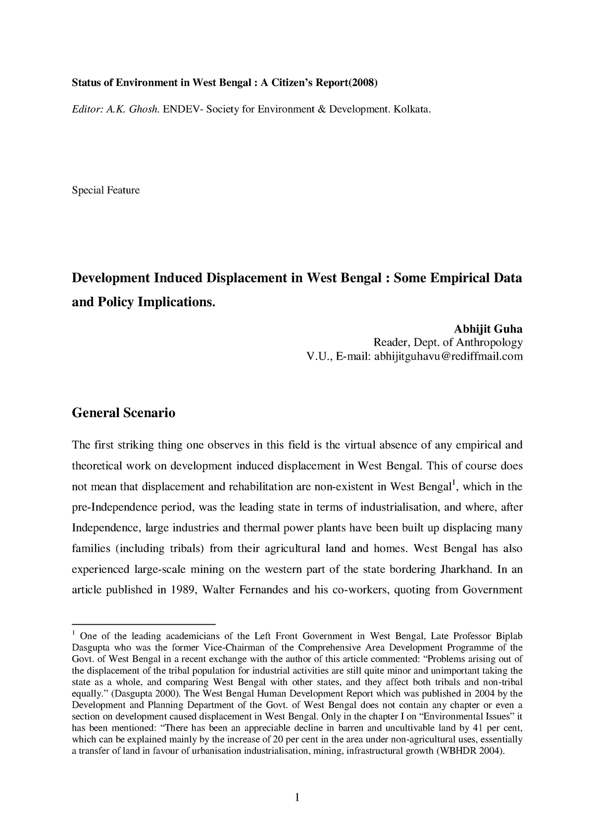 development induced displacement case study